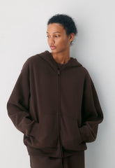 Cozy Sweatfleece Perfect Zip Hoodie - RICH MOCHA BROWN