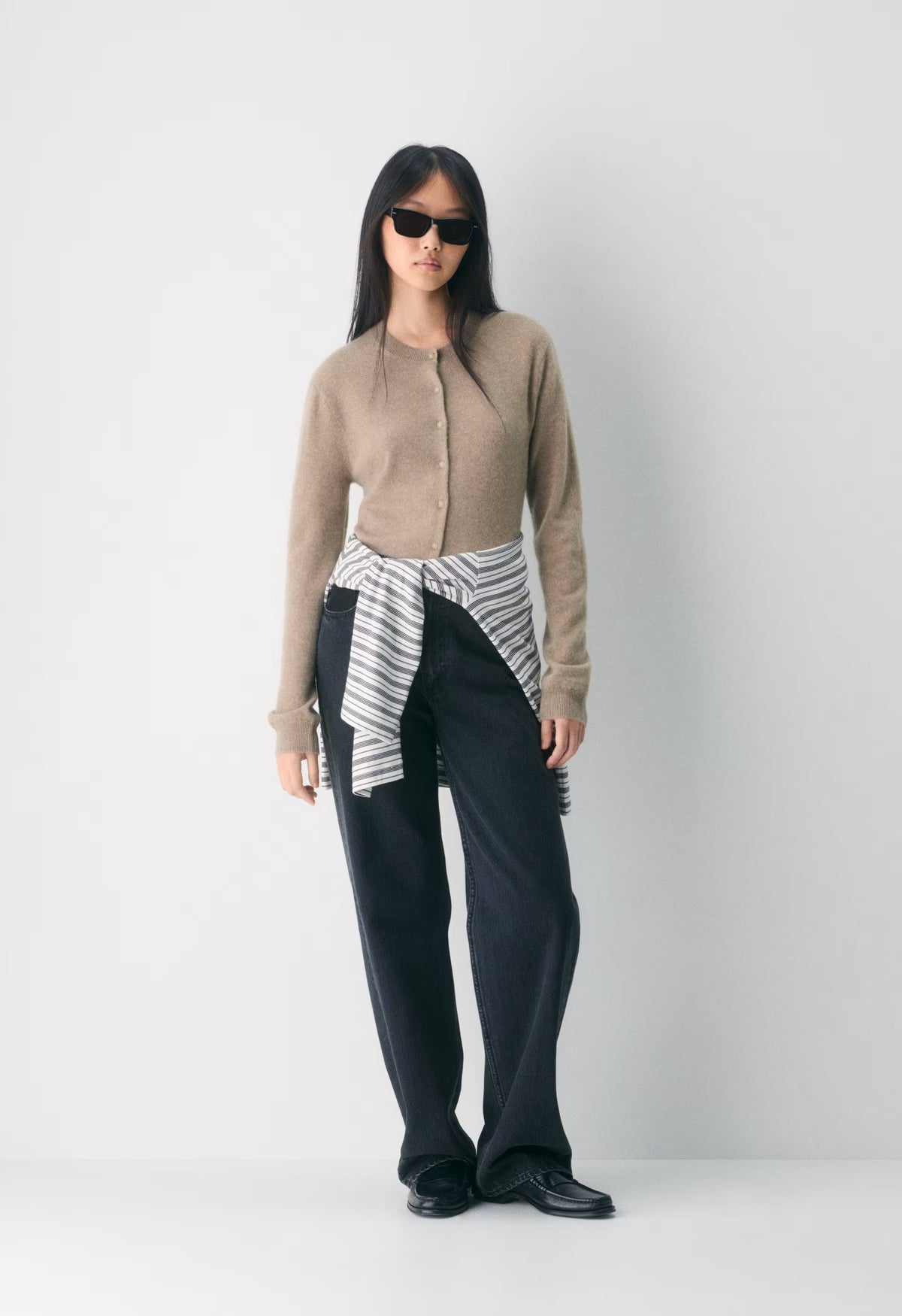 Bare Cashmere Noteworthy Cardigan - HEATHER NOMAD TAUPE