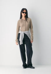 Bare Cashmere Noteworthy Cardigan - HEATHER NOMAD TAUPE