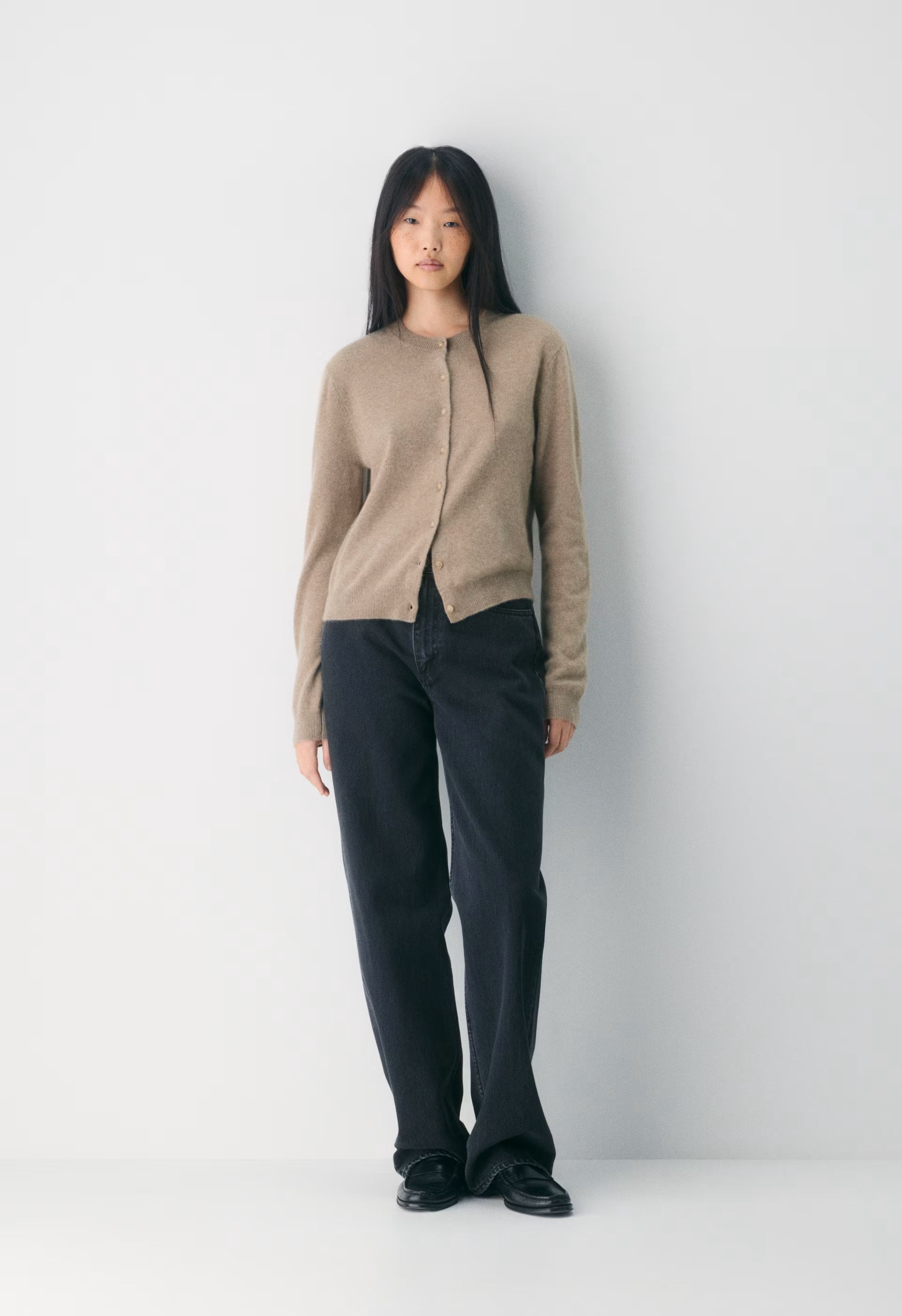 Bare Cashmere Noteworthy Cardigan - HEATHER NOMAD TAUPE