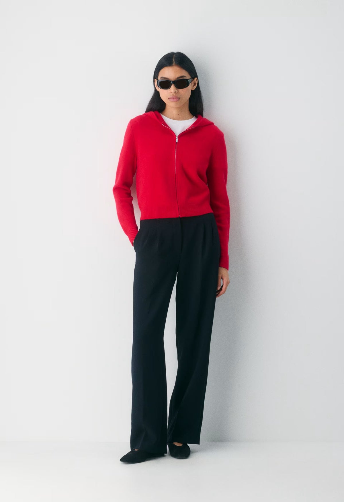 Essential Cashmere Idyllic Zip Hoodie - FLASHING RED