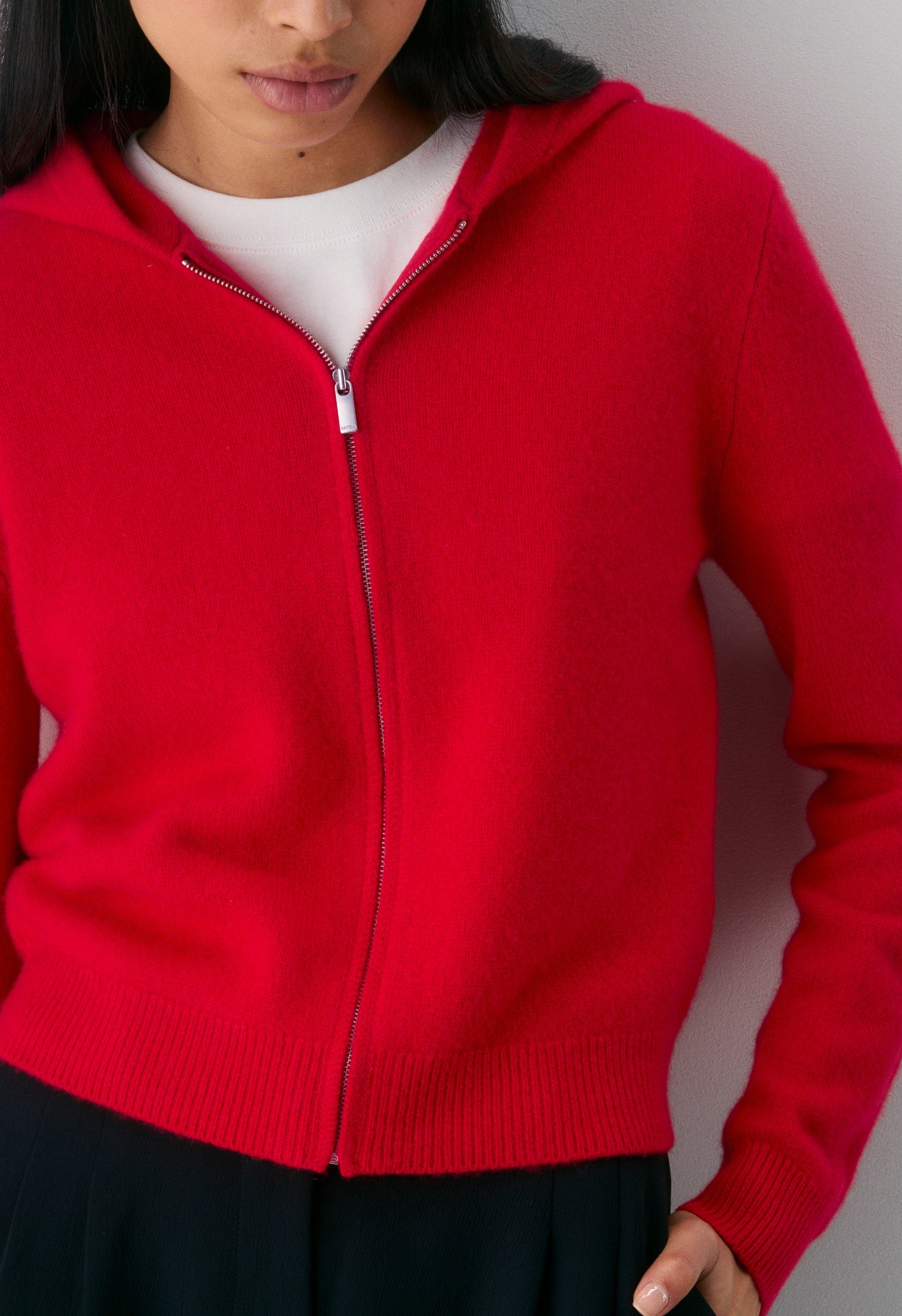 Essential Cashmere Idyllic Zip Hoodie - FLASHING RED