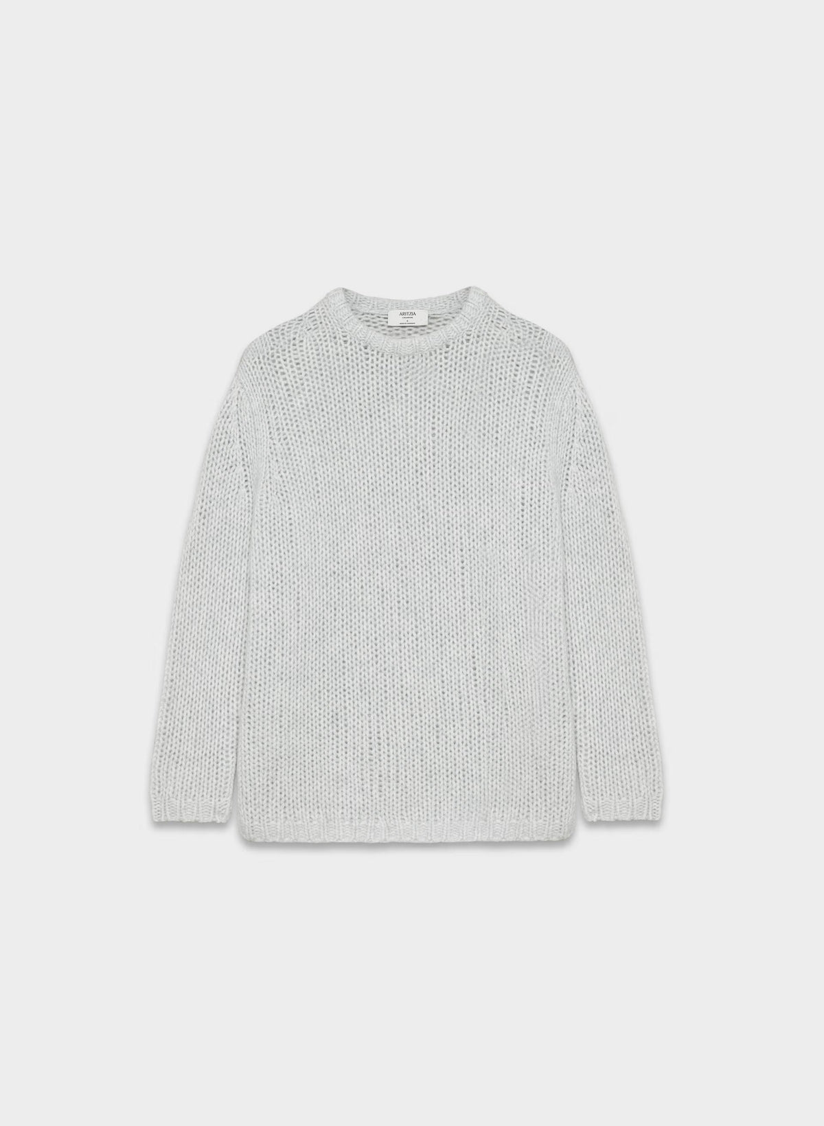 Mesh Cashmere Oversized Crew Sweater - HEATHER CHROME