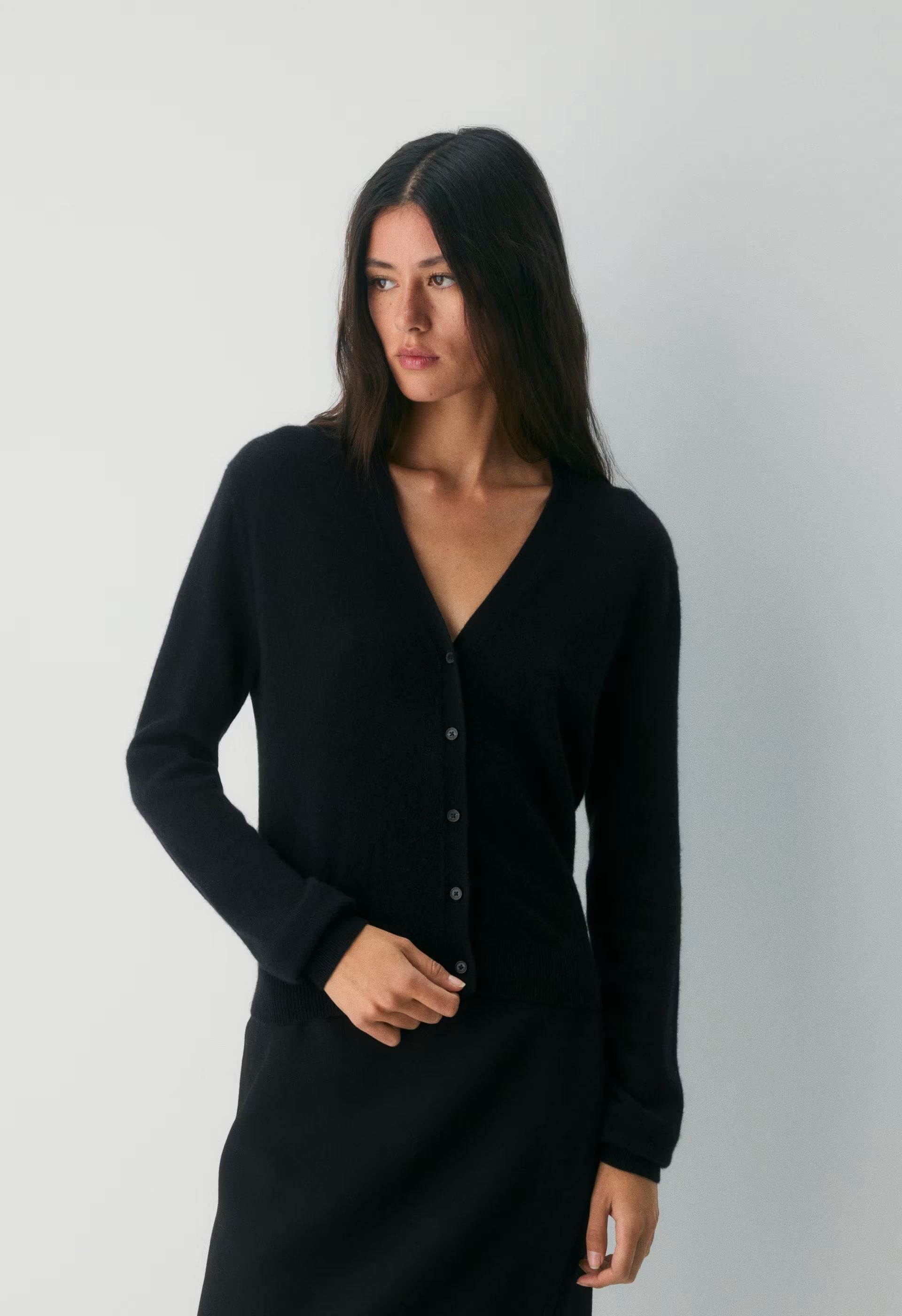 Bare Cashmere Laureate Cardigan - BLACK
