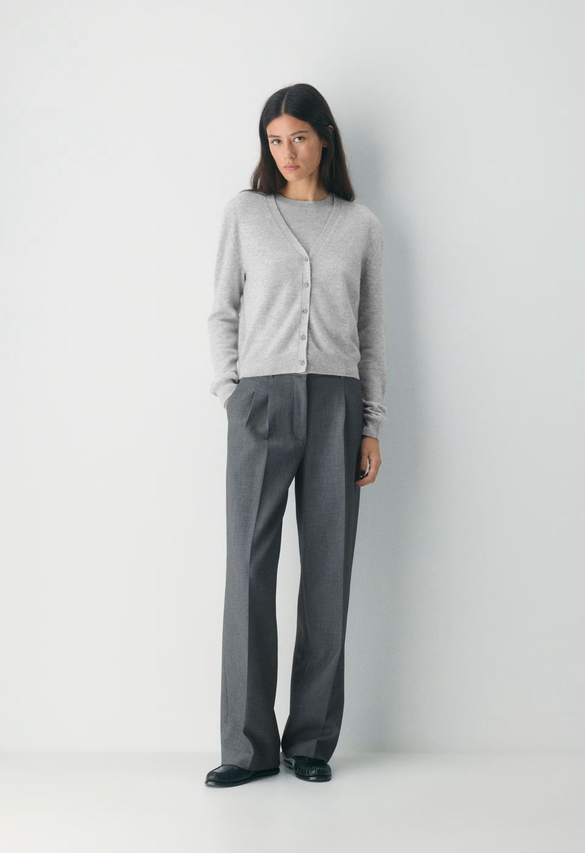 Bare Cashmere Laureate Cardigan - HEATHER CHROME