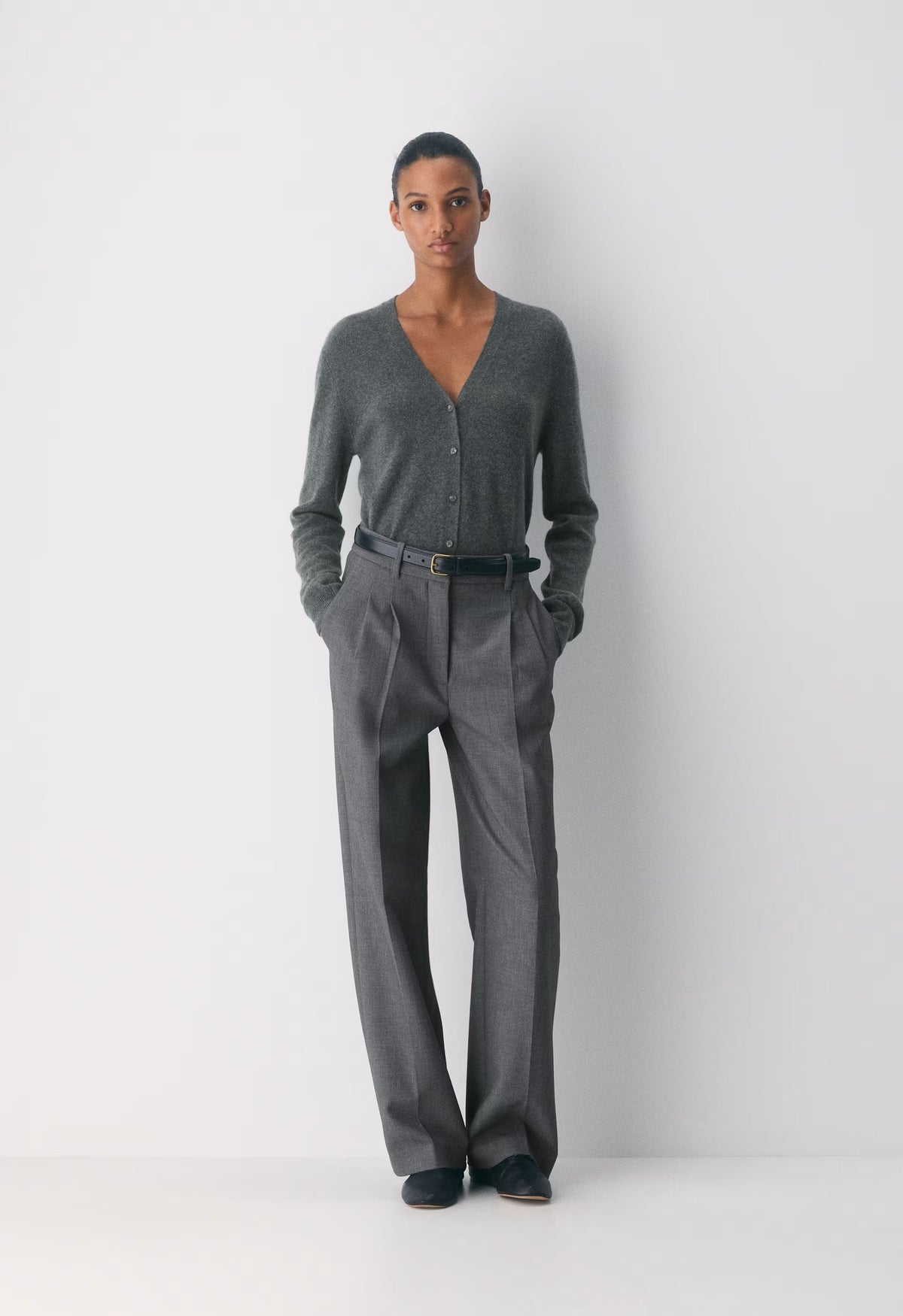 Bare Cashmere Laureate Cardigan - HEATHER CHARCOAL