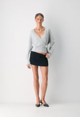 SoftSpoke™ Cassidy Wrap Sweater - HEATHER CHROME