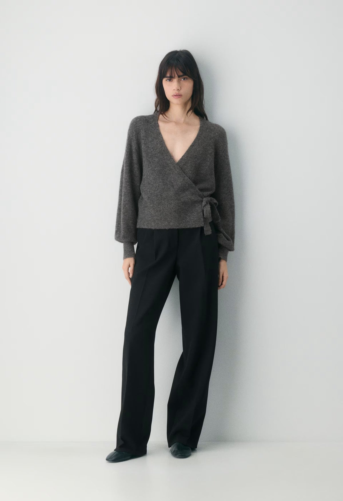 SoftSpoke™ Cassidy Wrap Sweater - HEATHER CHARCOAL