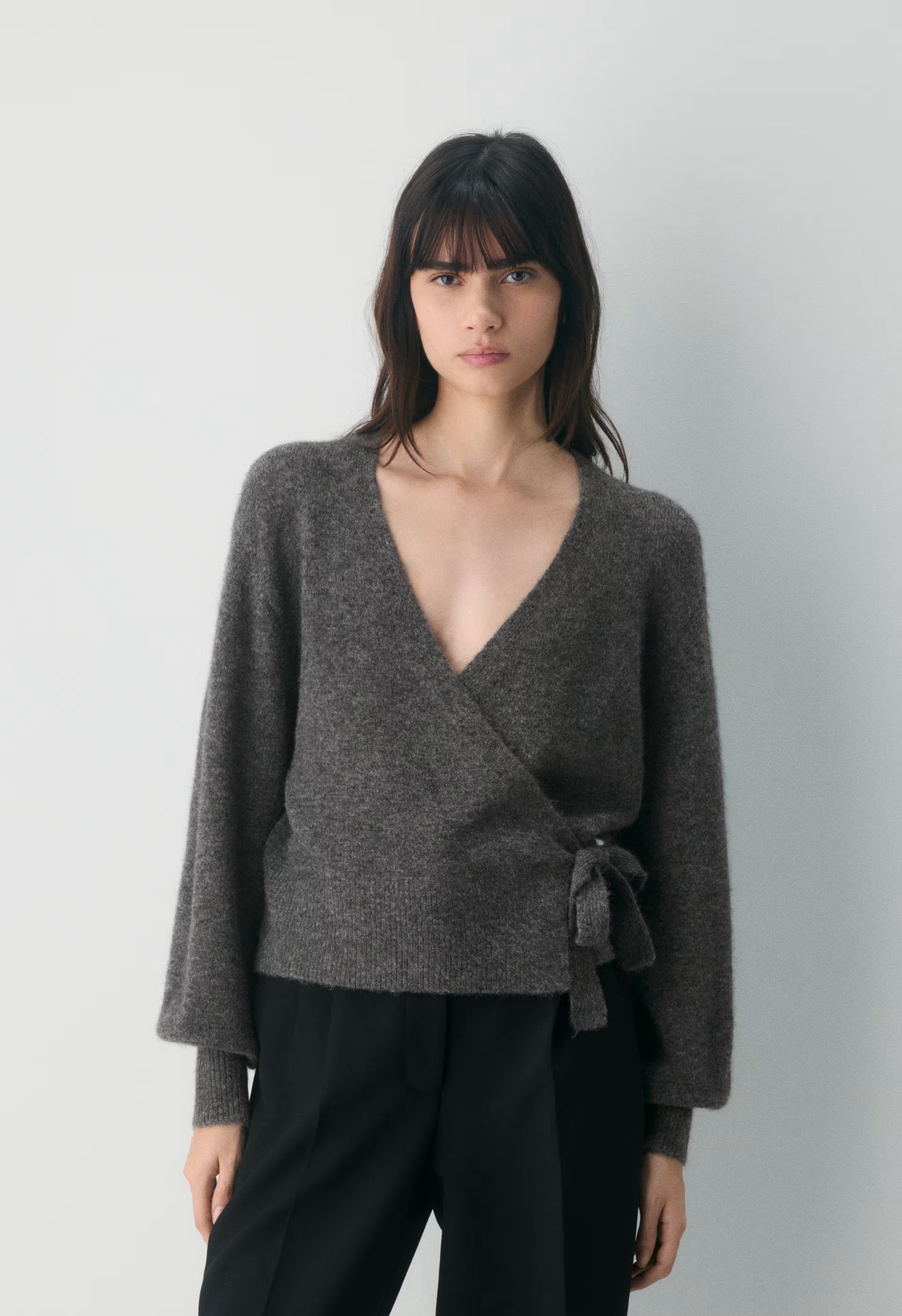 SoftSpoke™ Cassidy Wrap Sweater - HEATHER CHARCOAL