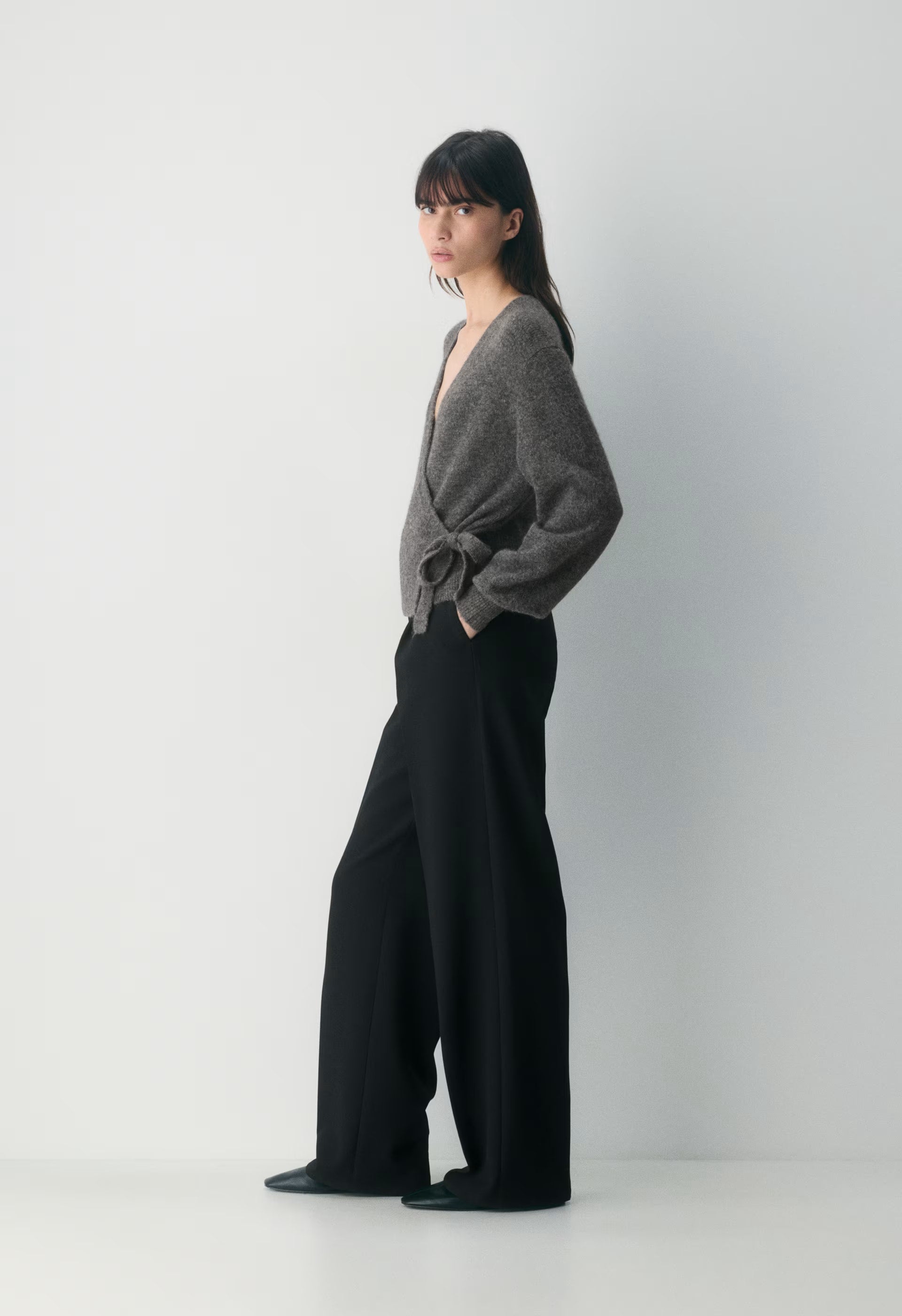 SoftSpoke™ Cassidy Wrap Sweater - HEATHER CHARCOAL