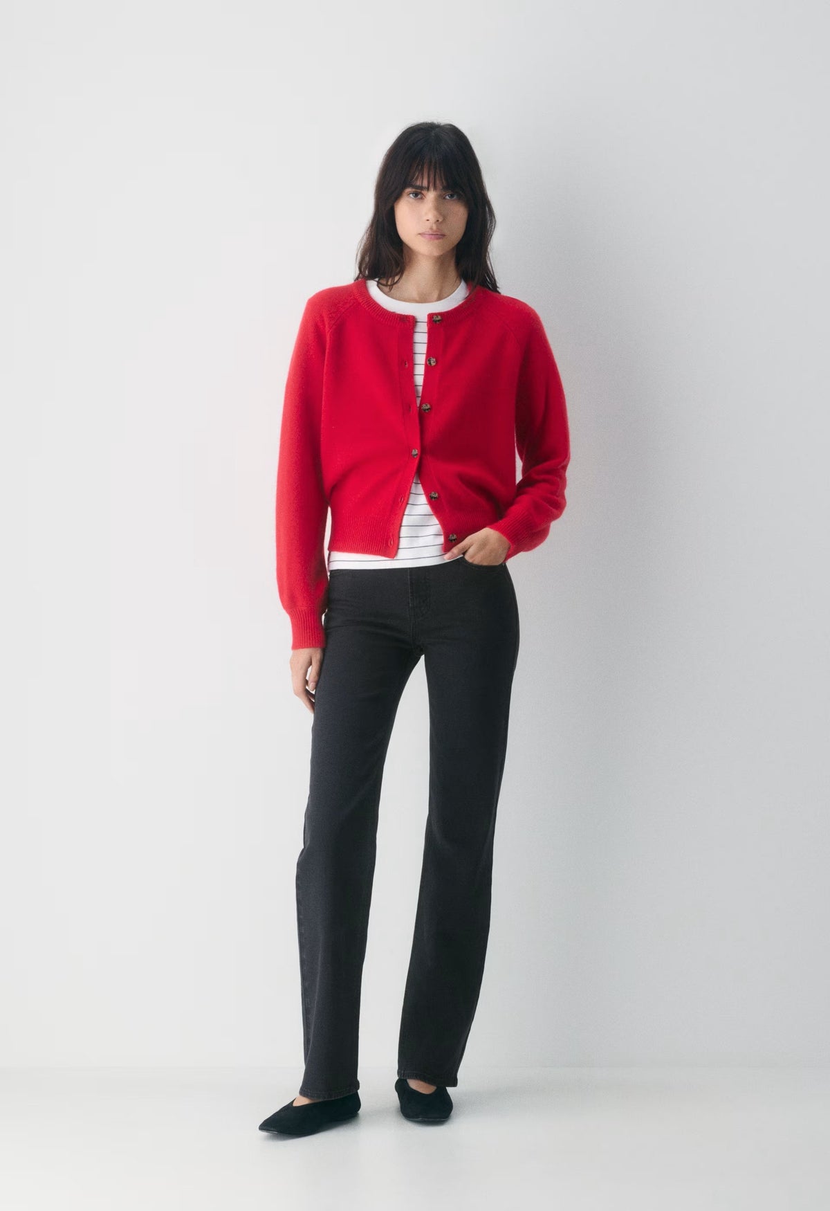 Essential Wool Cashmere London Cardigan - FLASHING RED