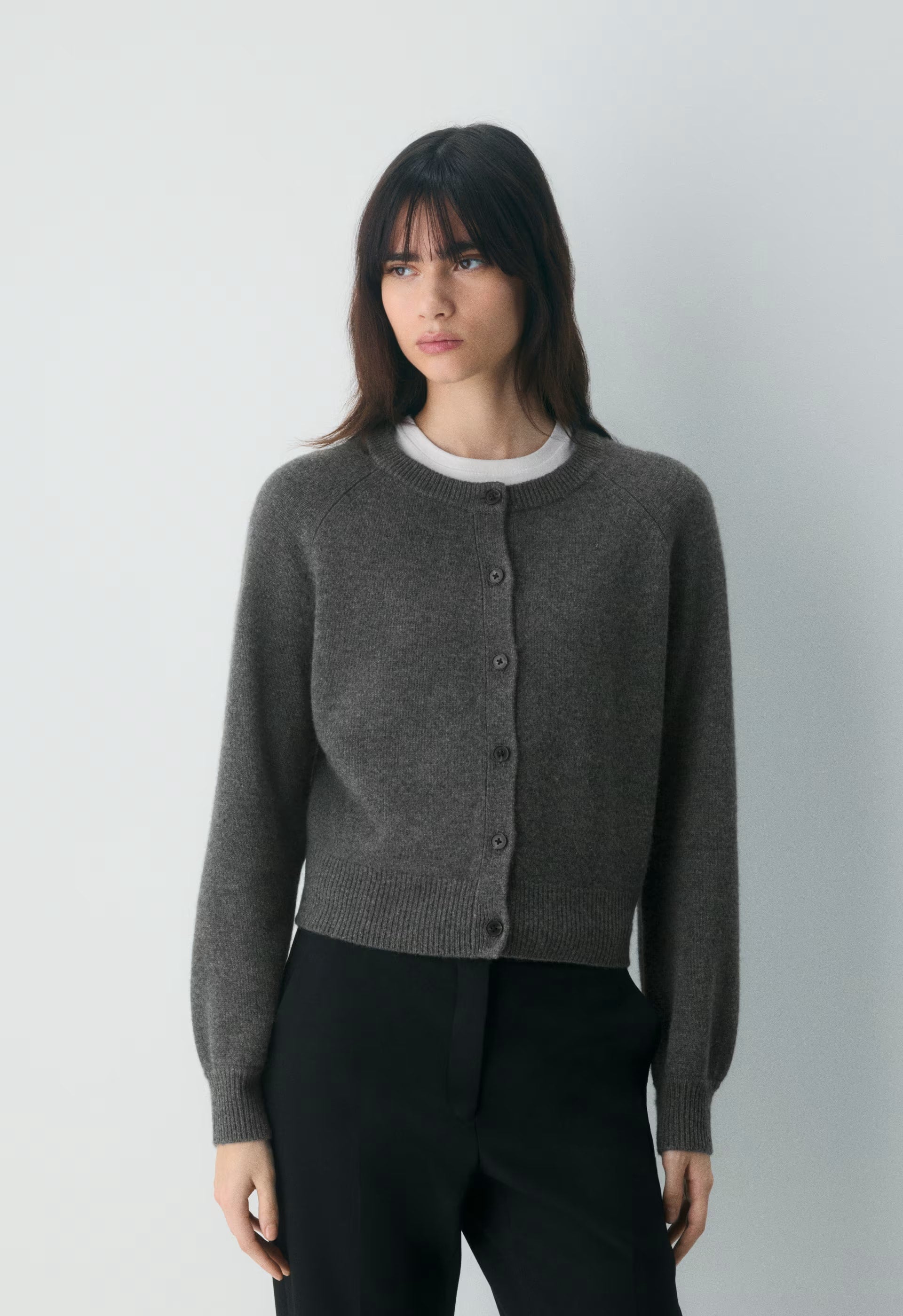 Essential Wool Cashmere London Cardigan - HEATHER CHARCOAL