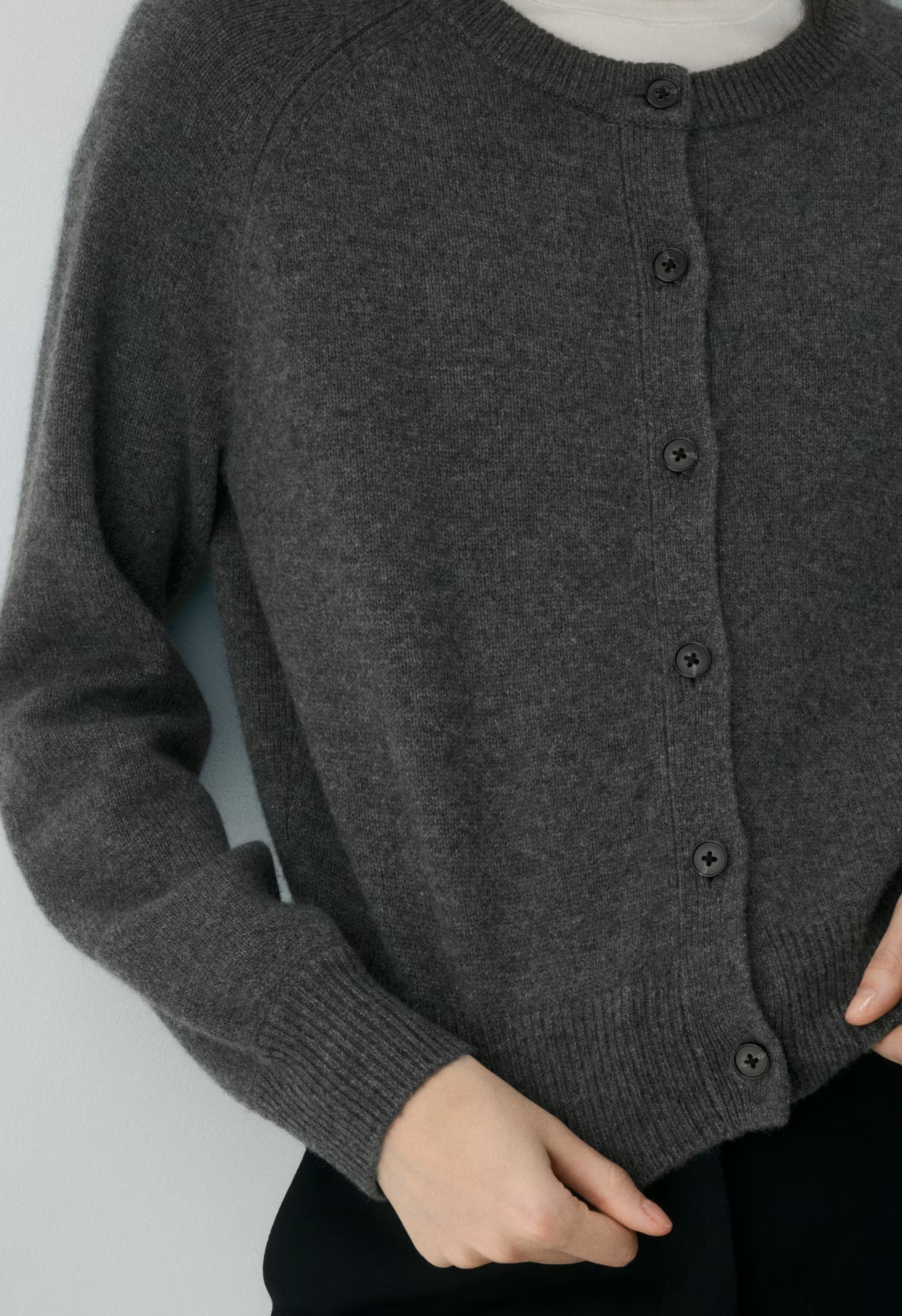 Essential Wool Cashmere London Cardigan - HEATHER CHARCOAL