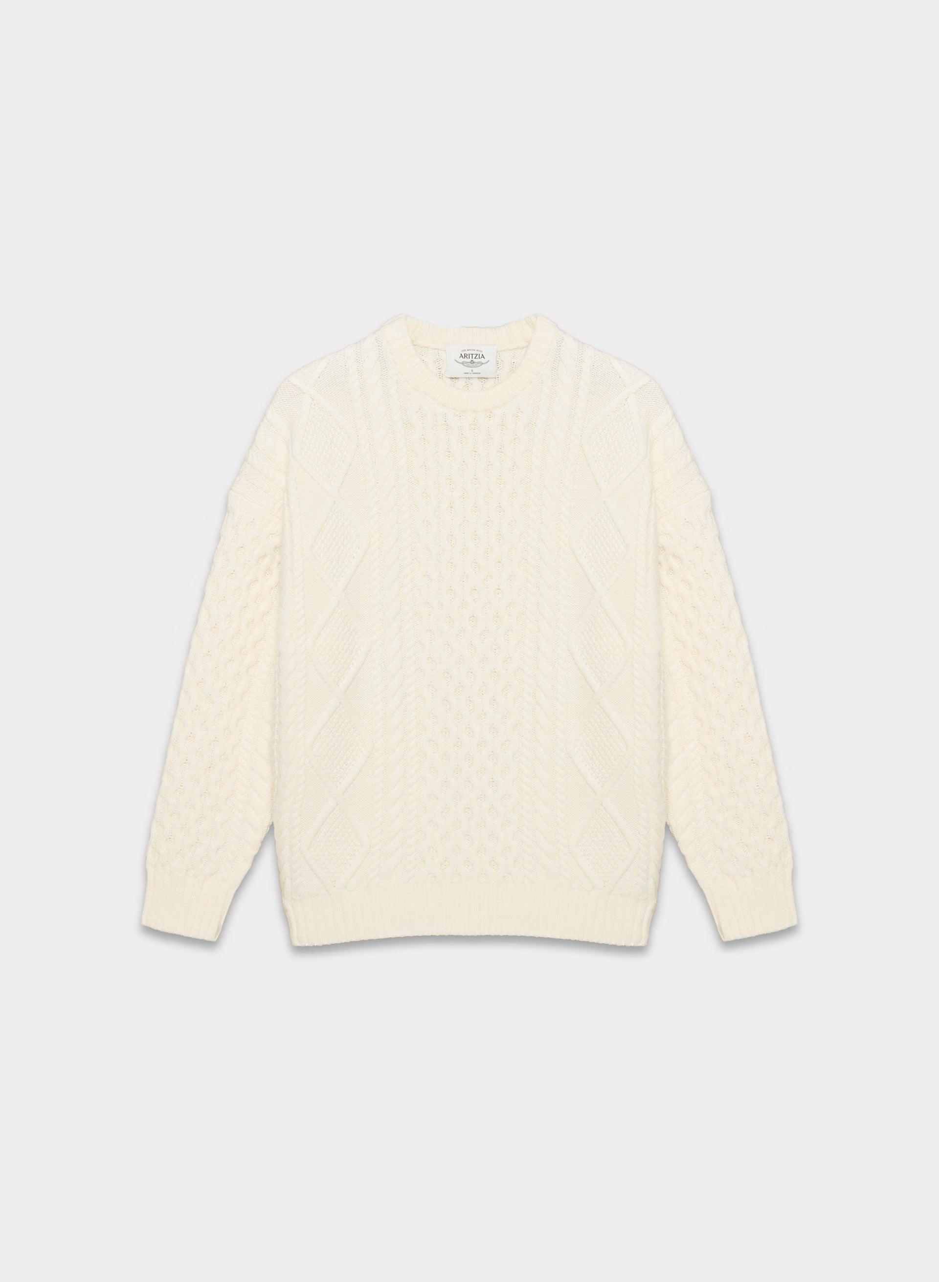 Heritage Knit Merino Wool Crew Sweater - WHISPER WHITE