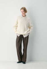 Heritage Knit Merino Wool Crew Sweater - WHISPER WHITE