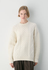 Heritage Knit Merino Wool Crew Sweater - WHISPER WHITE