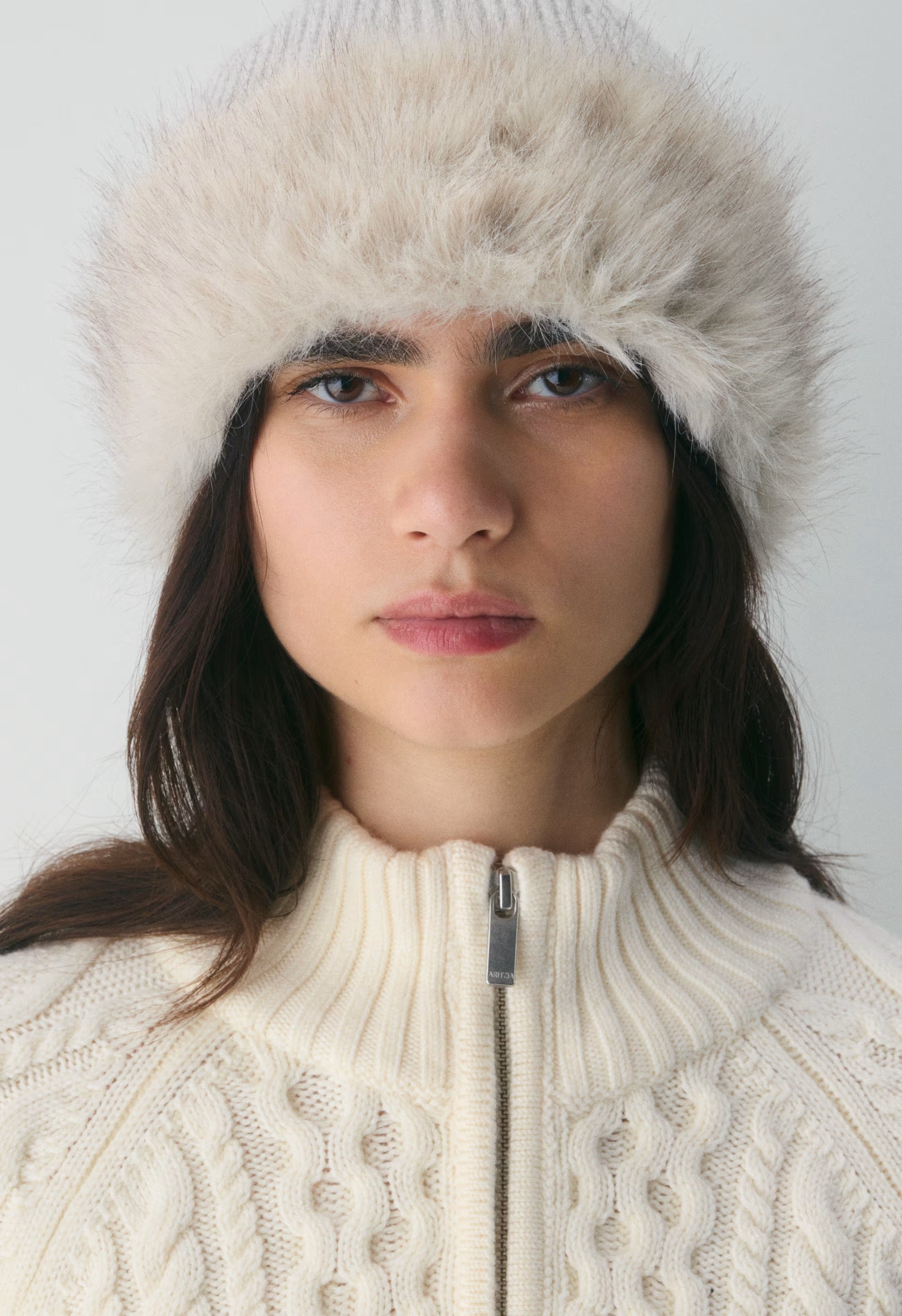 Cable Knit Merino Wool Mastery 1/4 Zip - WHISPER WHITE