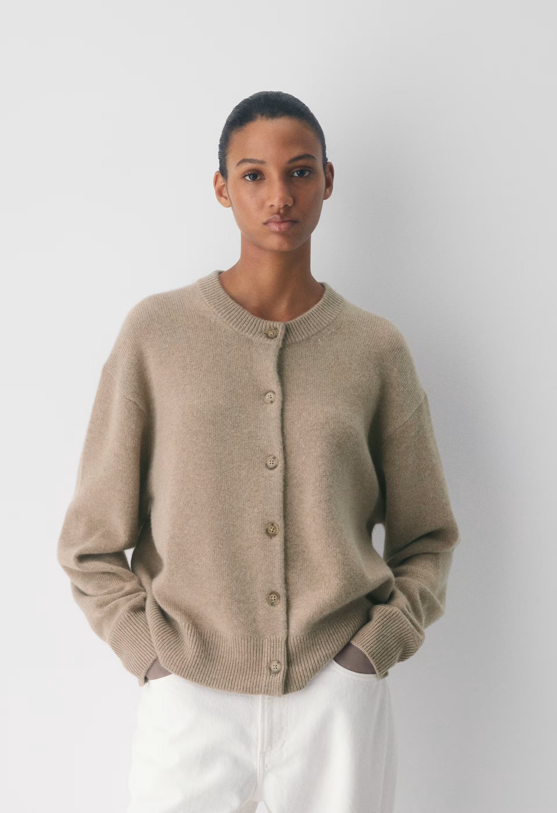 Essential Cashmere Acclaim Cardigan - HEATHER NOMAD TAUPE