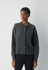 Essential Cashmere Acclaim Cardigan - HEATHER CHARCOAL