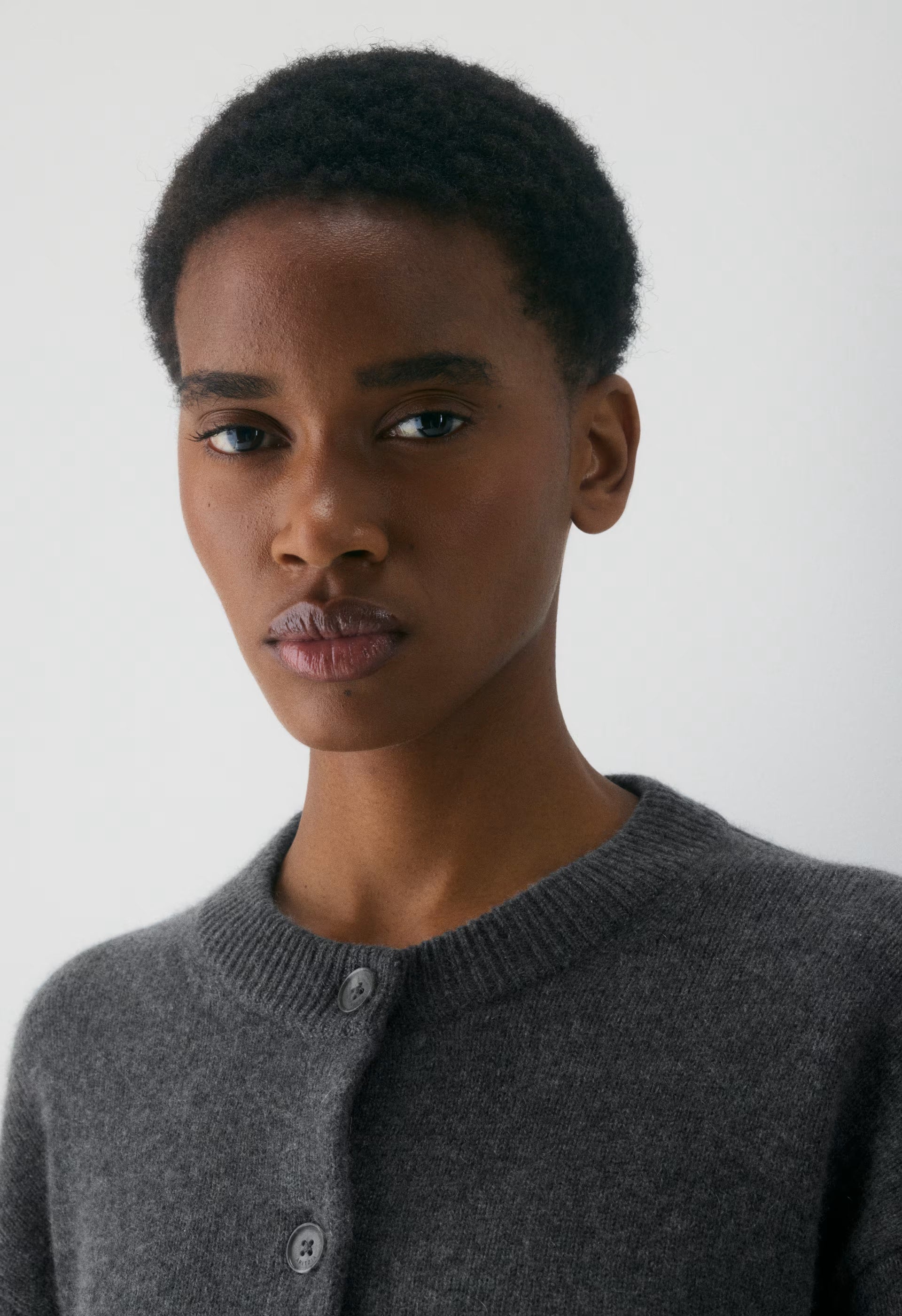 Essential Cashmere Acclaim Cardigan - HEATHER CHARCOAL