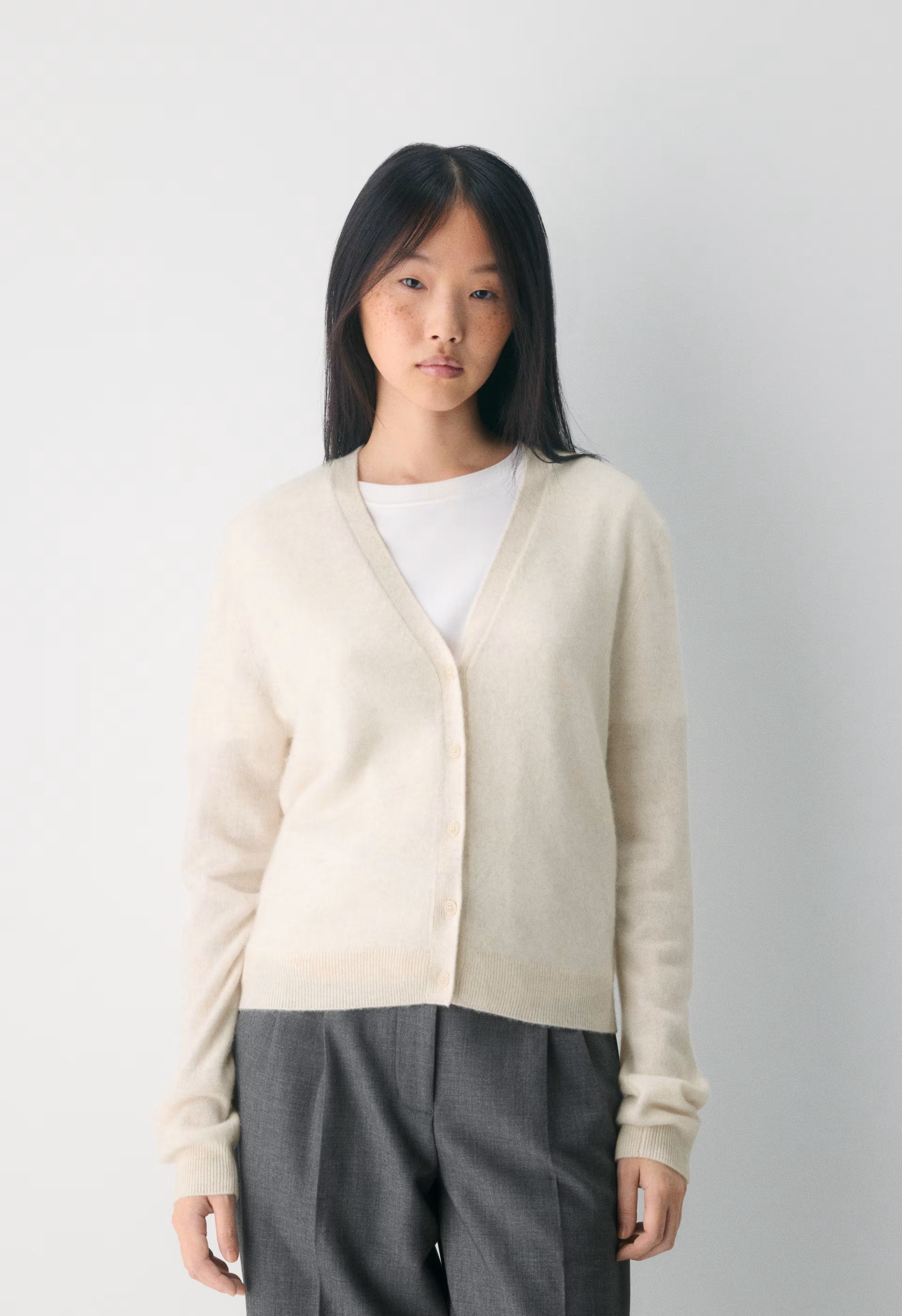 Bare Cashmere Laureate Cardigan - HEATHER LIGHT OATMEAL
