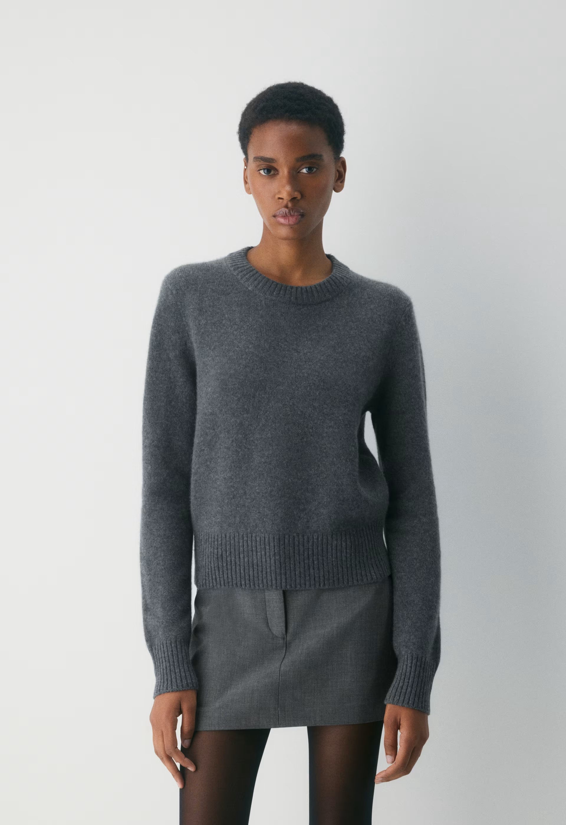 Essential Cashmere Nouveau Sweater - HEATHER CHARCOAL
