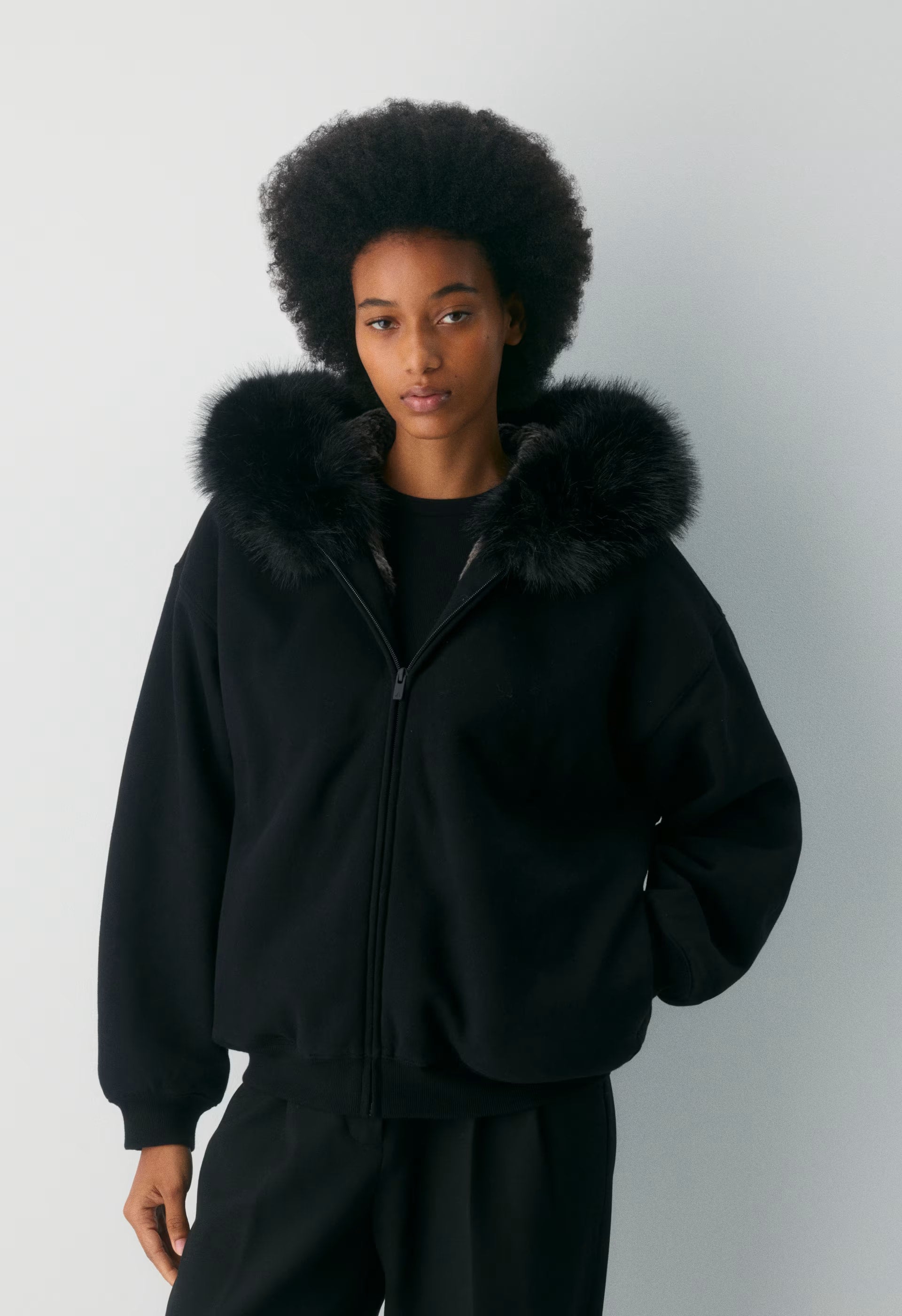 Cozy Sweatfleece Mega Zip Hoodie - BLACK/BLACK