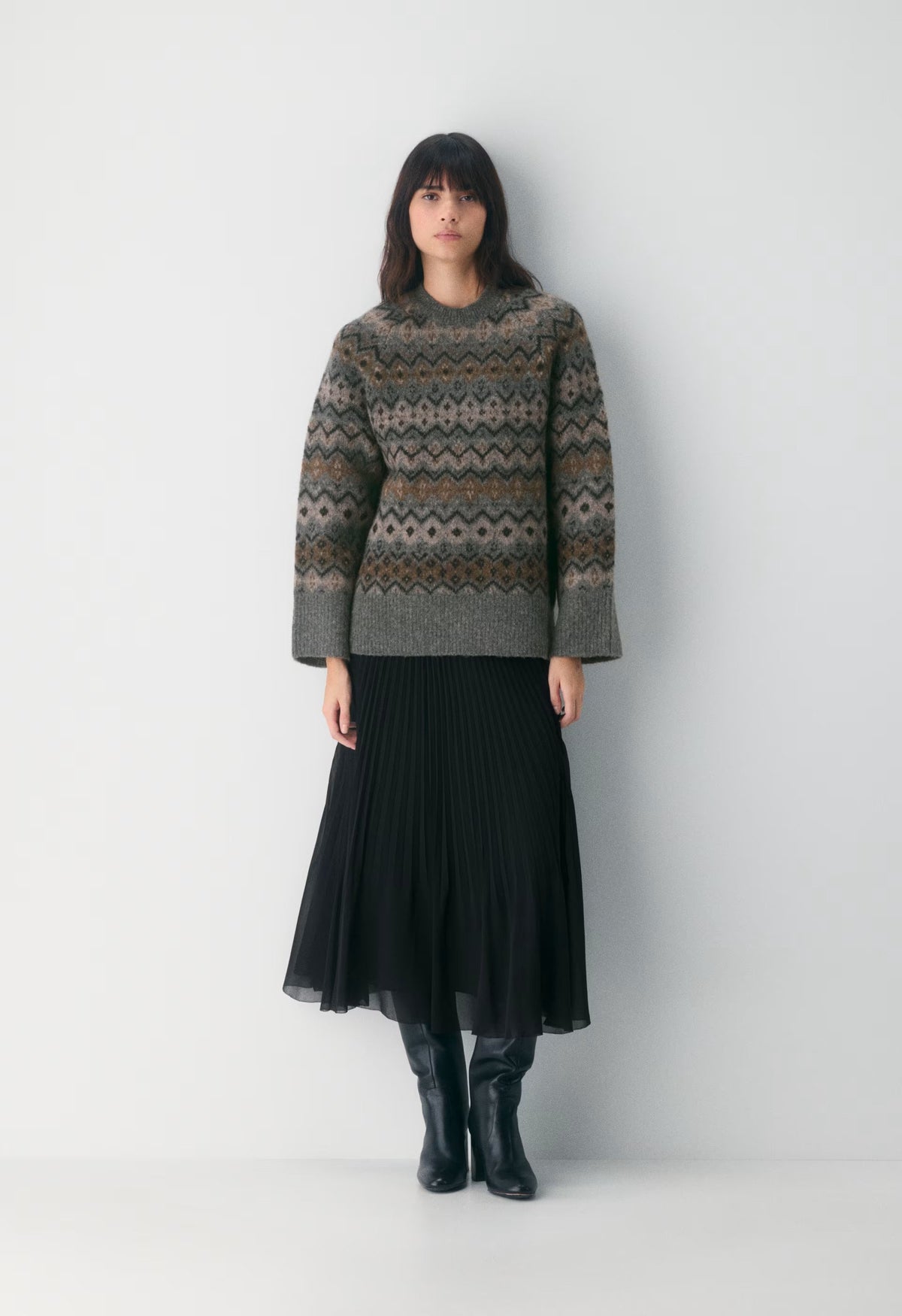 Harlow Sweater - DARK H GREY/ MULTI