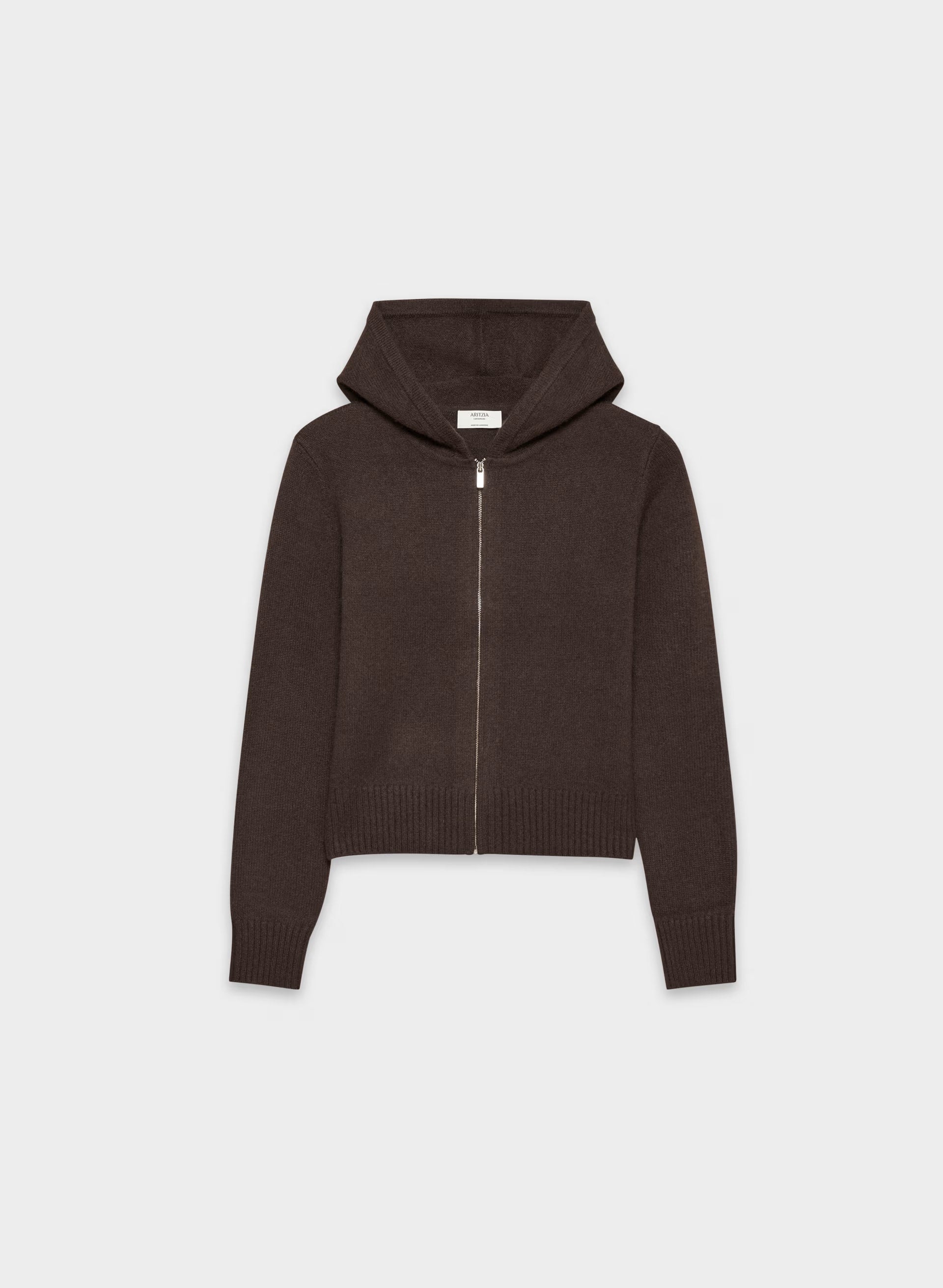 Essential Cashmere Idyllic Zip Hoodie - RICH MOCHA BROWN