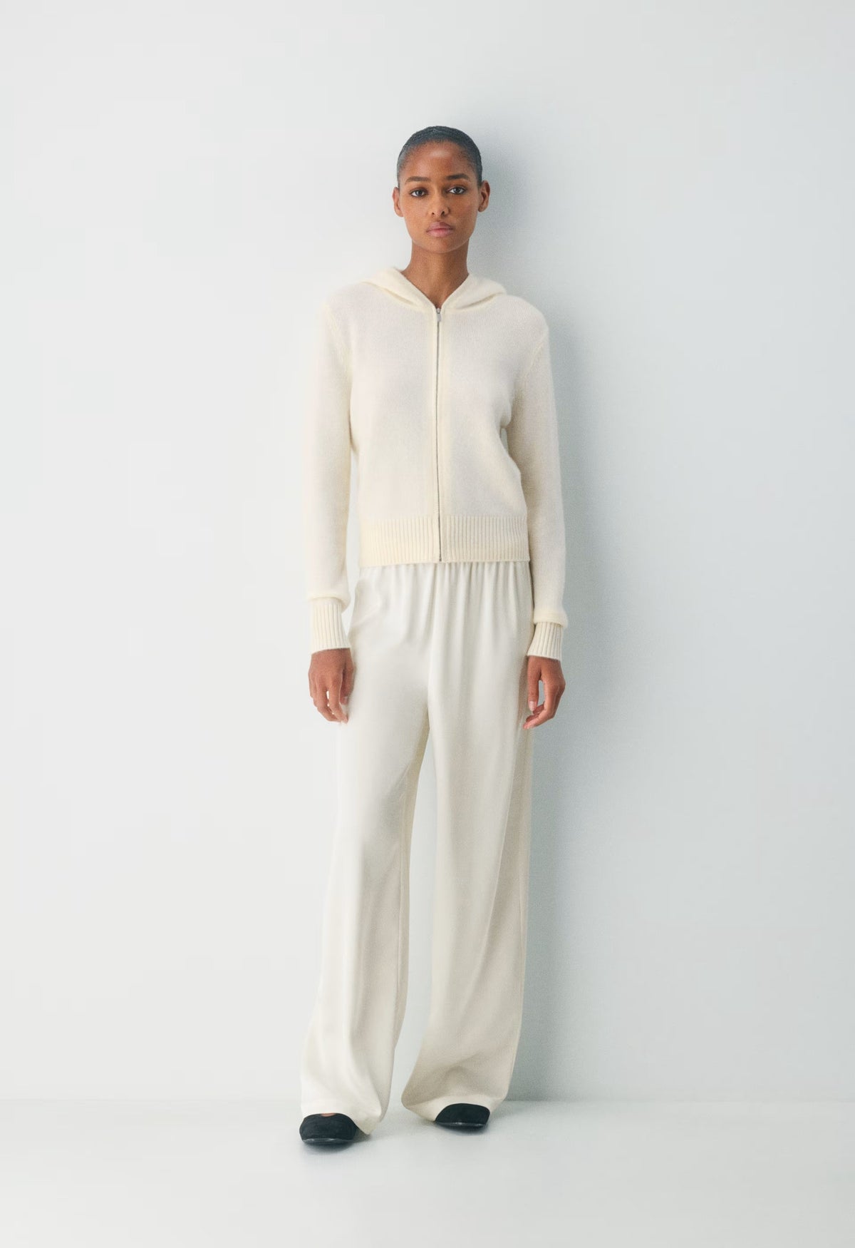 Essential Cashmere Idyllic Zip Hoodie - WHISPER WHITE