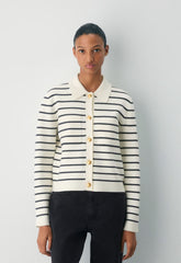 Society Cardigan - Wonder Yarn - LT BIRCH/ DK NGHT NVY