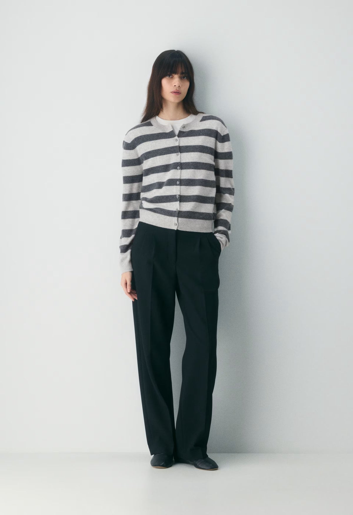 Bare Cashmere Noteworthy Cardigan - H CHROME/H CHARCOAL