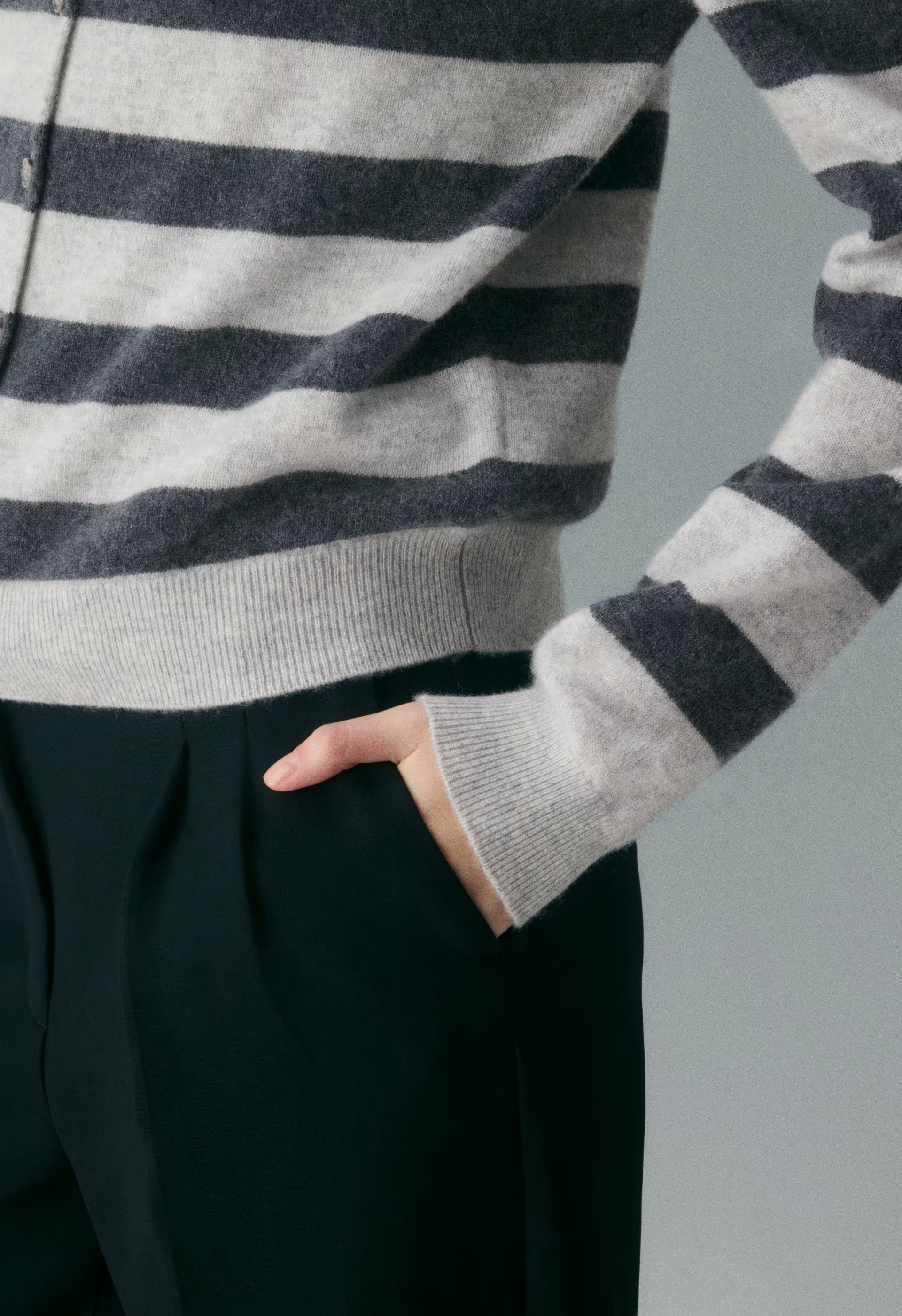 Bare Cashmere Noteworthy Cardigan - H CHROME/H CHARCOAL