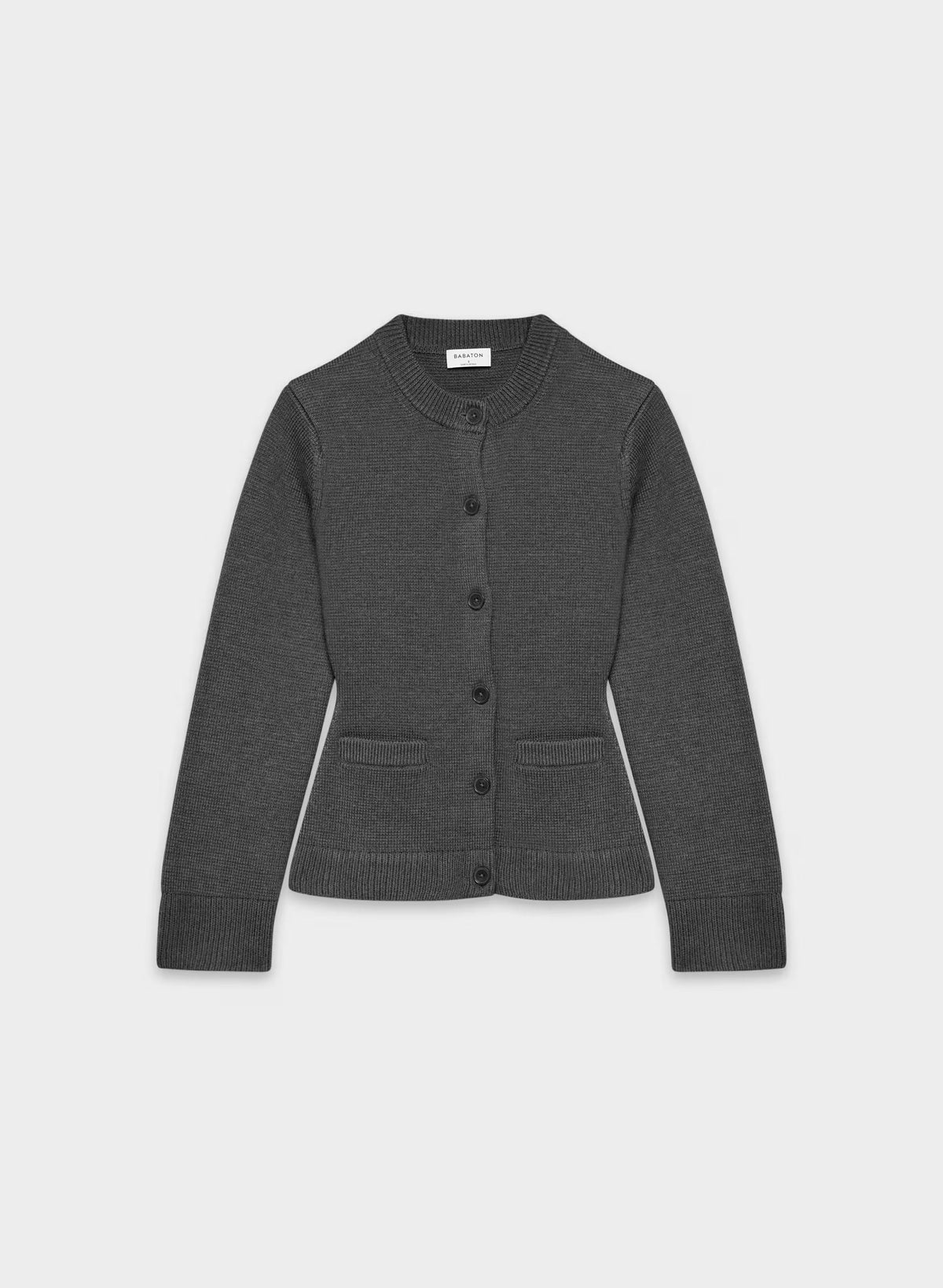 Meraki Merino Wool Cardigan - H PEPPERCORN GREY