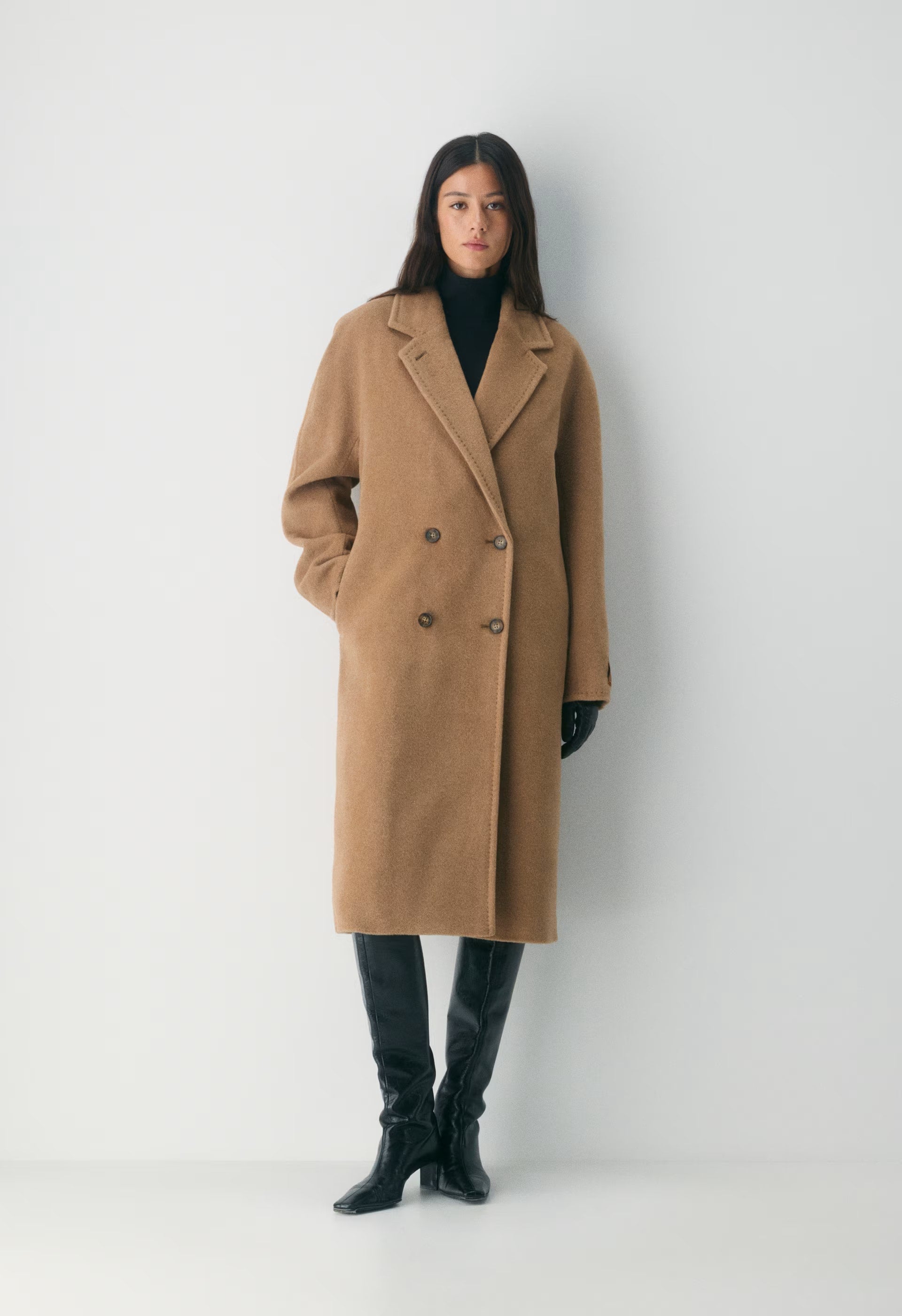 The Slouch™ Coat New - (Re)Camel Wool - BLACK