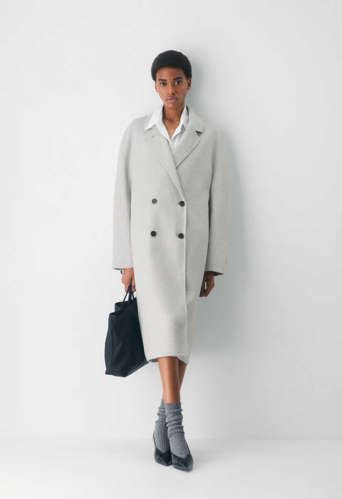 The Slouch™ Double-Faced Coat - Luxe (Re)Wool - HEATHER LIGHT GREY