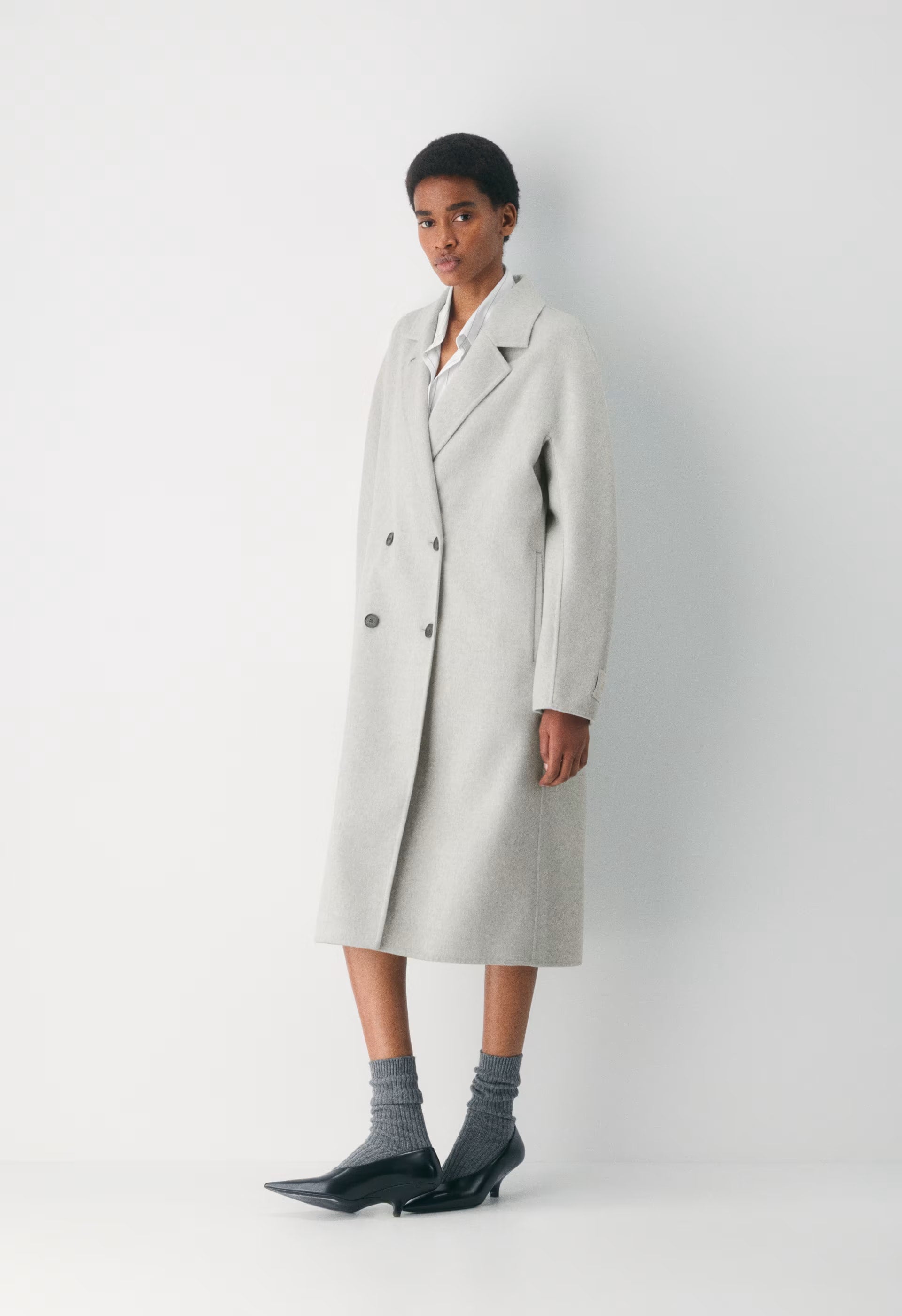 The Slouch™ Double-Faced Coat - Luxe (Re)Wool - HEATHER LIGHT GREY