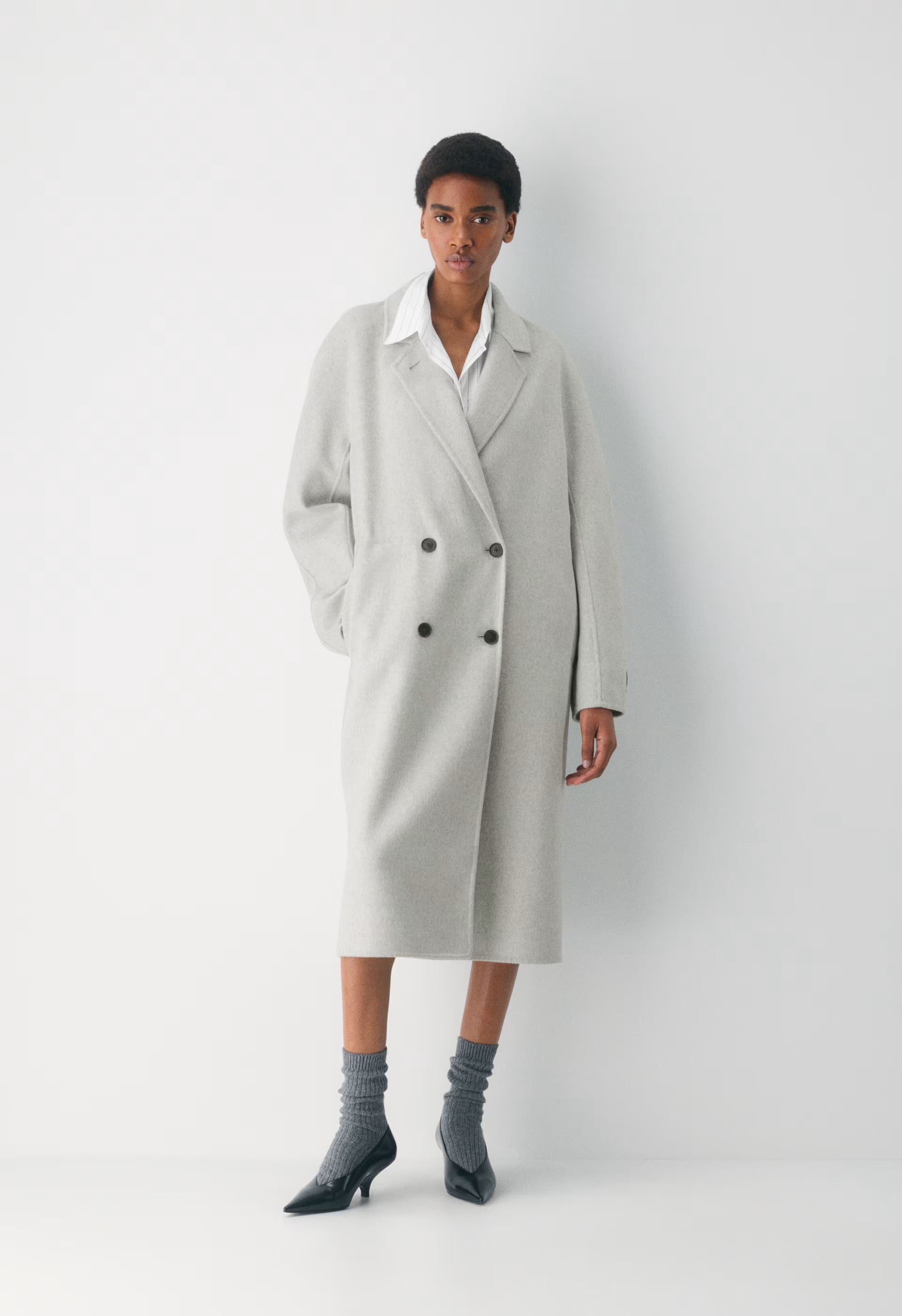 The Slouch™ Double-Faced Coat - Luxe (Re)Wool - HEATHER LIGHT GREY