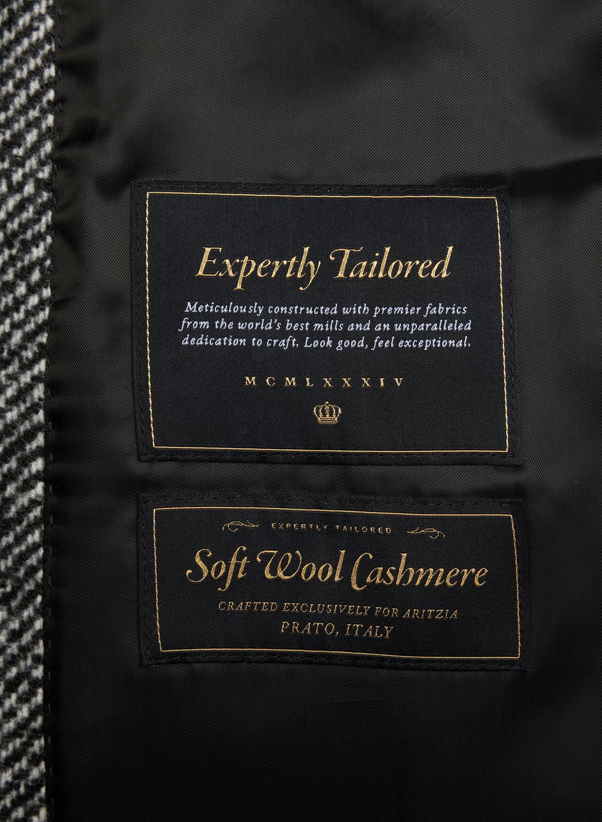 The Slouch™ Coat - Soft Wool Cashmere - HERRINGBONE BLK/WHT