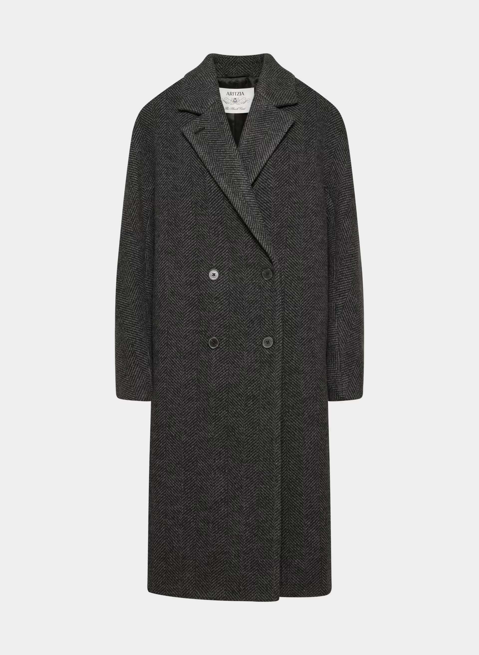The Slouch™ Coat - Soft Wool Cashmere - HERRINGBN BLACK/GREY