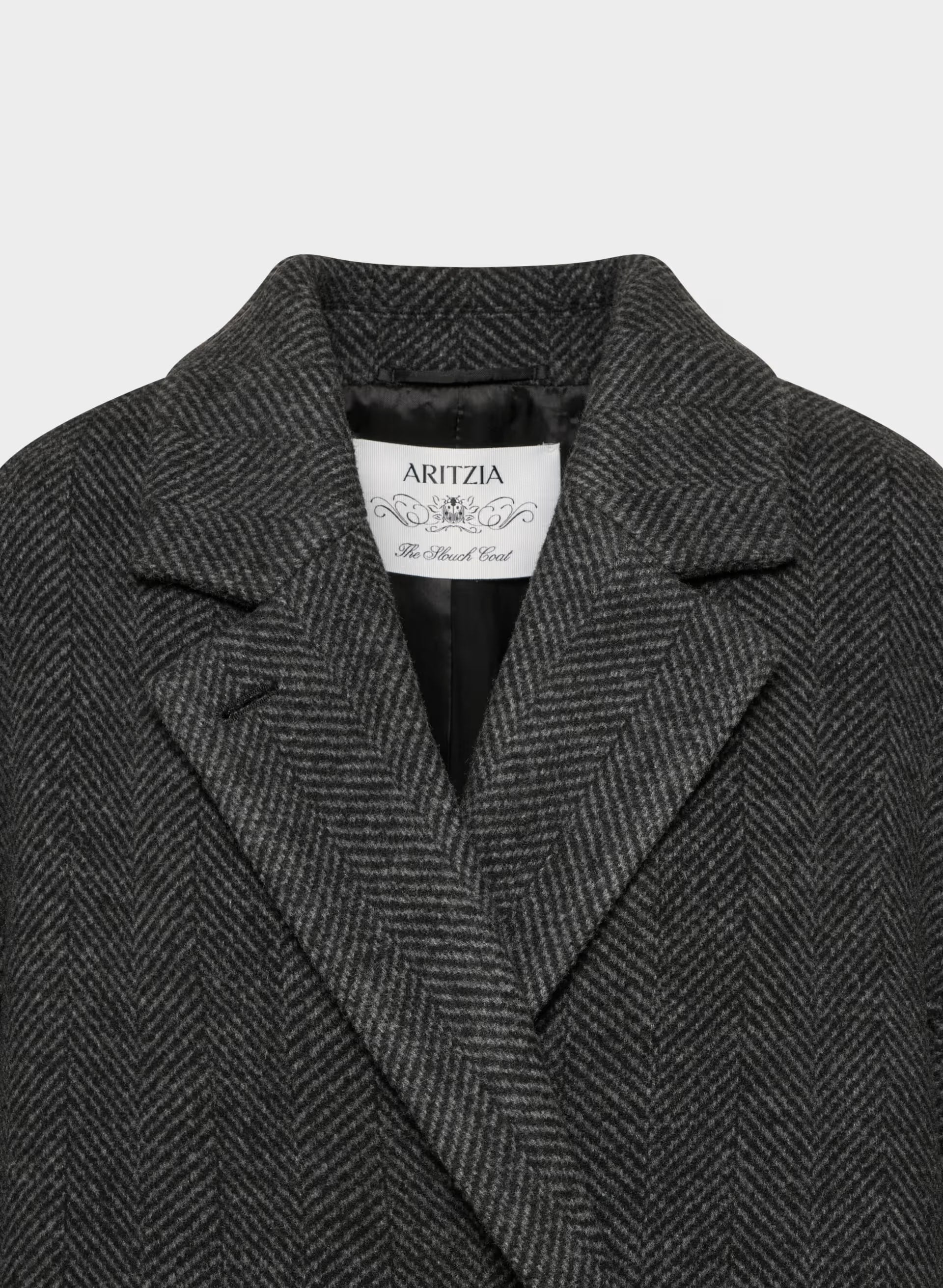 The Slouch™ Coat - Soft Wool Cashmere - HERRINGBN BLACK/GREY