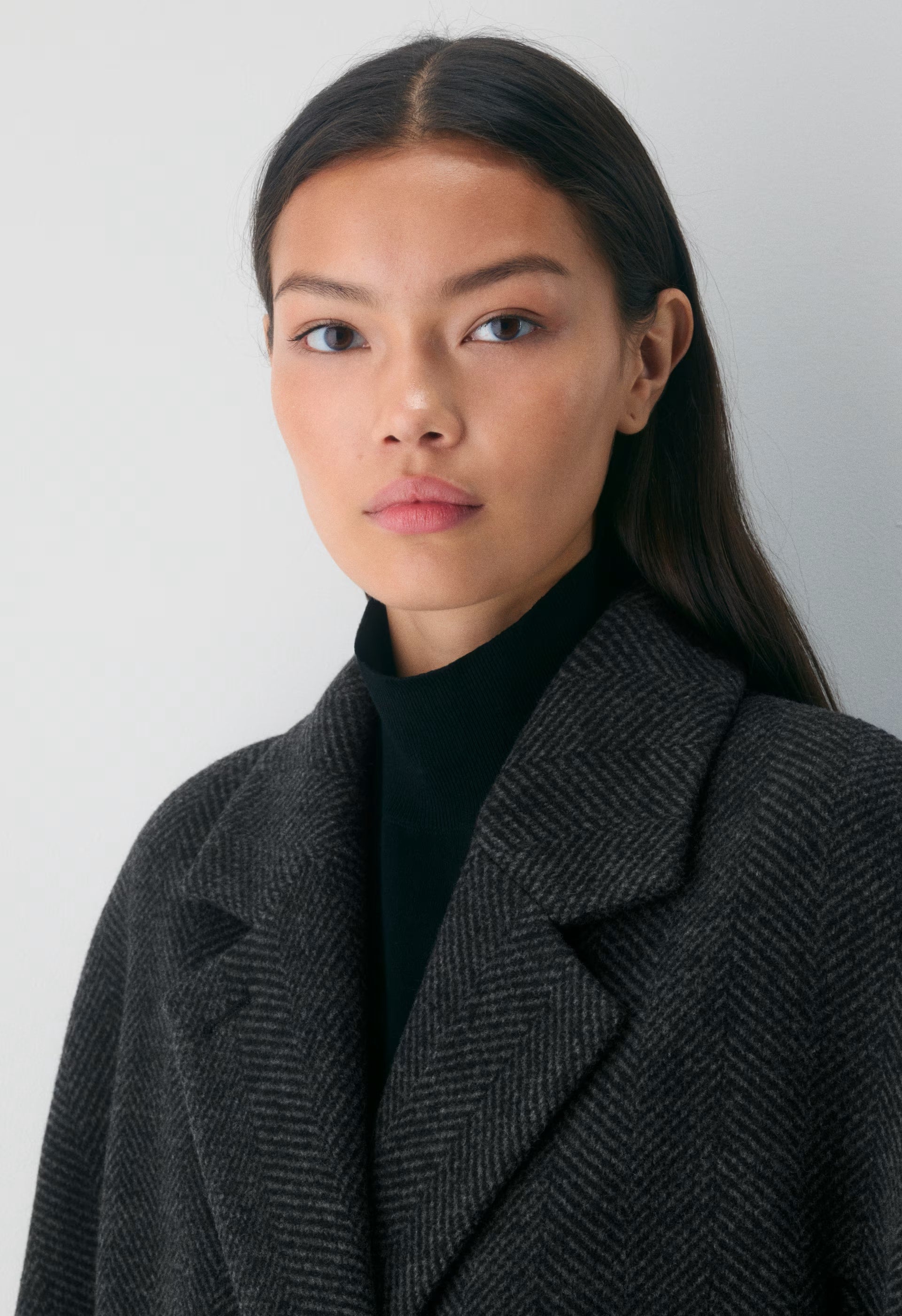 The Slouch™ Coat - Soft Wool Cashmere - HERRINGBN BLACK/GREY