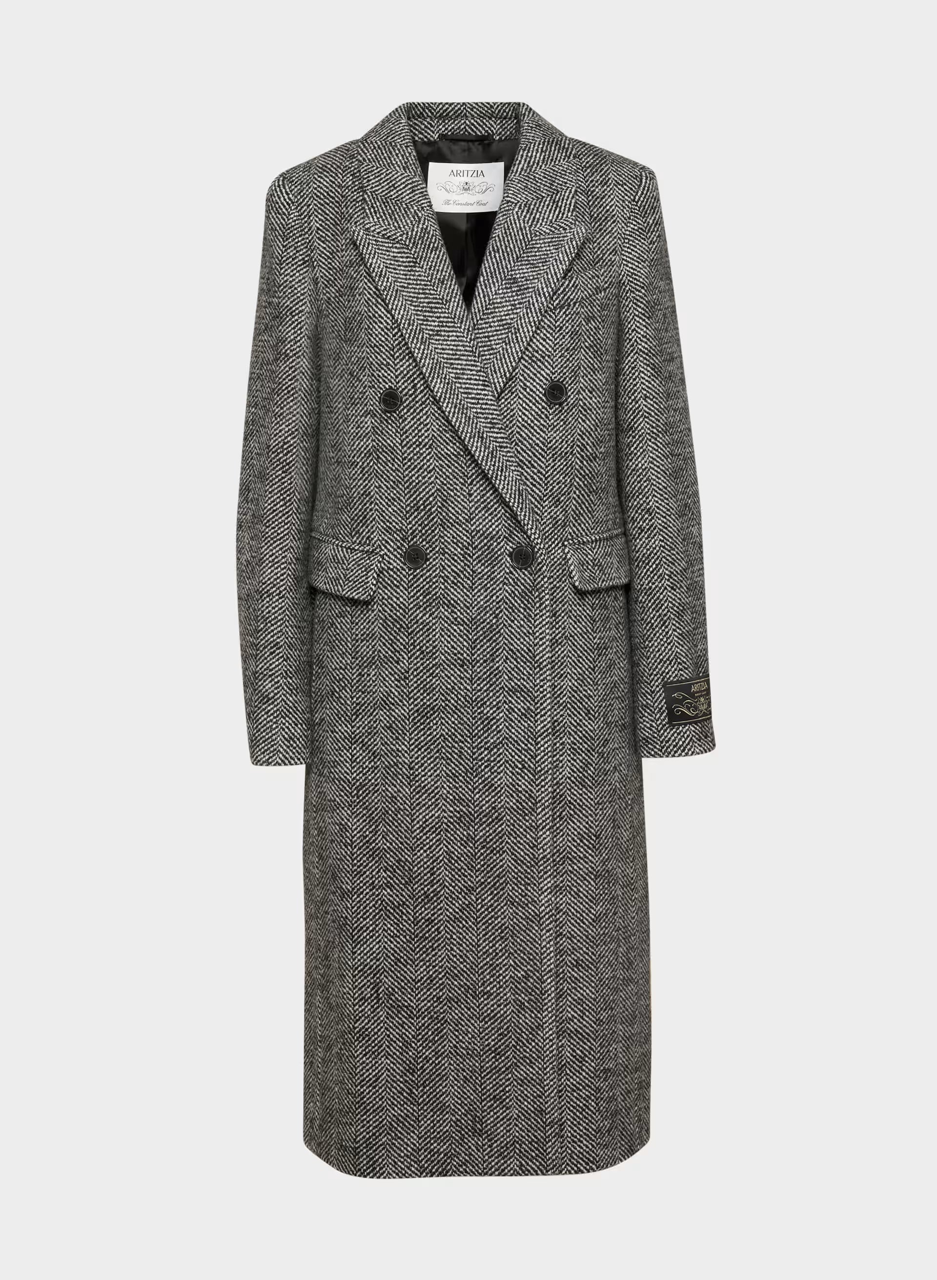 The Constant™ Coat - Soft Wool Cashmere - HERRINGBONE BLK/WHT