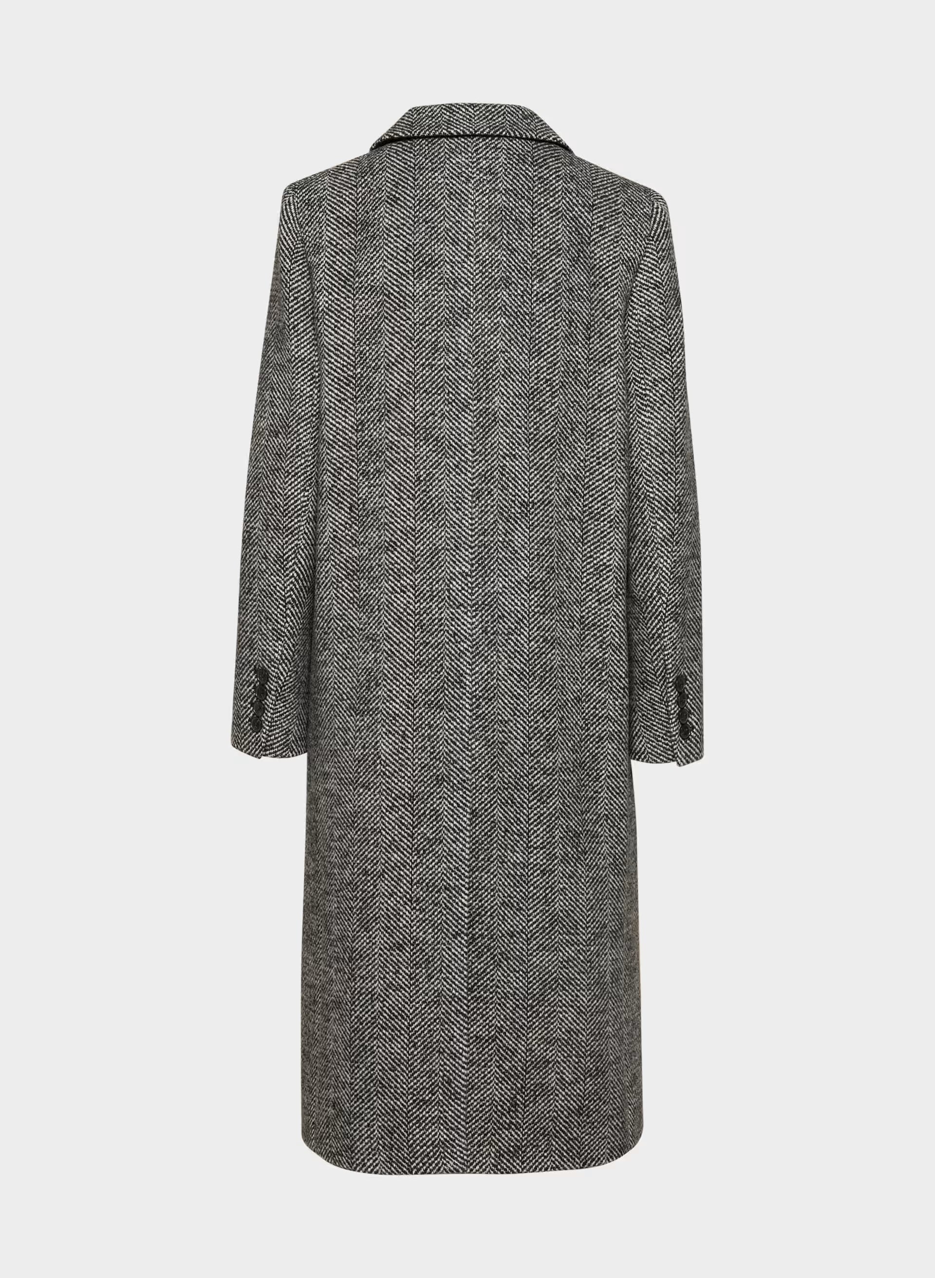 The Constant™ Coat - Soft Wool Cashmere - HERRINGBONE BLK/WHT