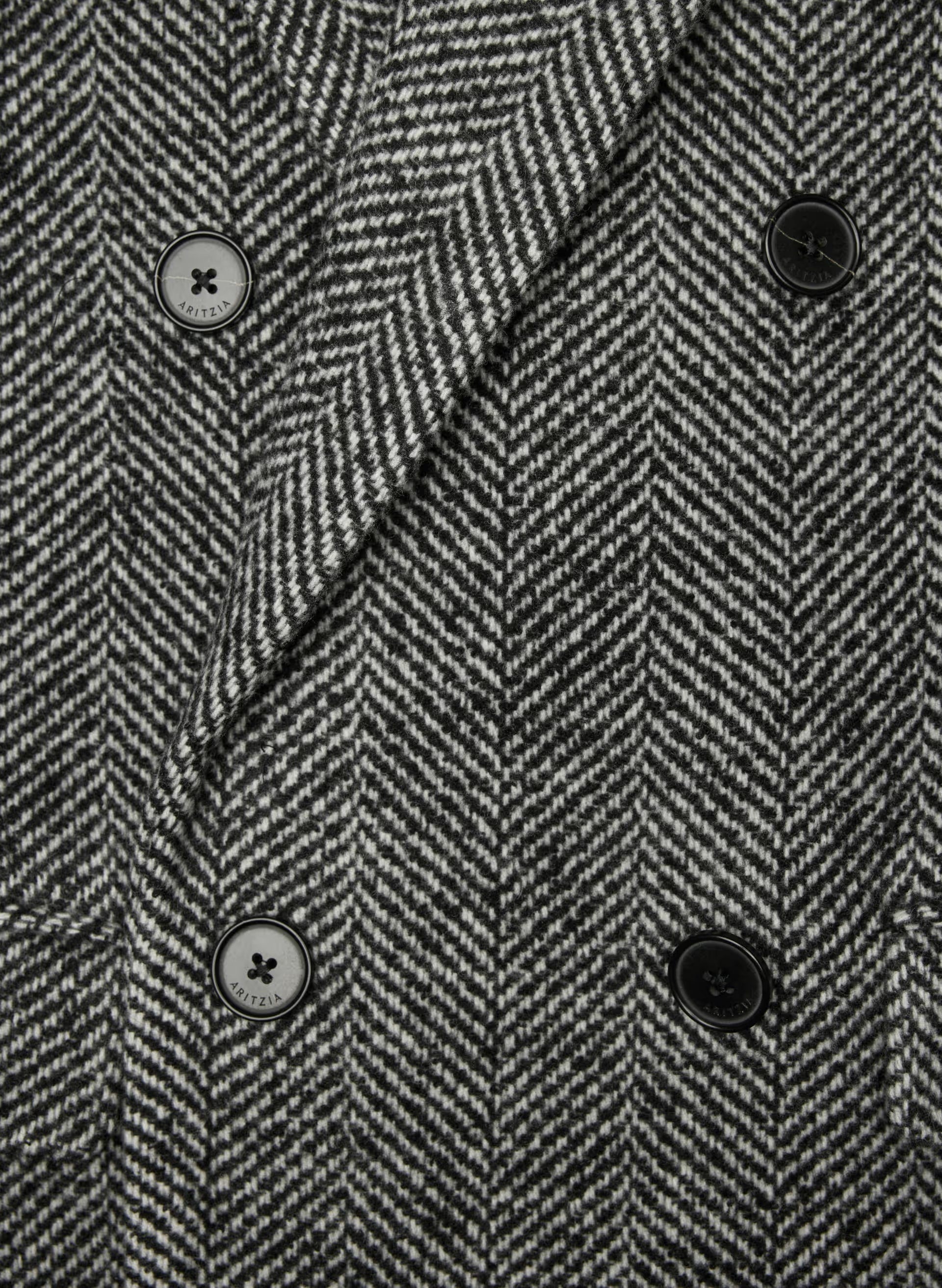 The Constant™ Coat - Soft Wool Cashmere - HERRINGBONE BLK/WHT