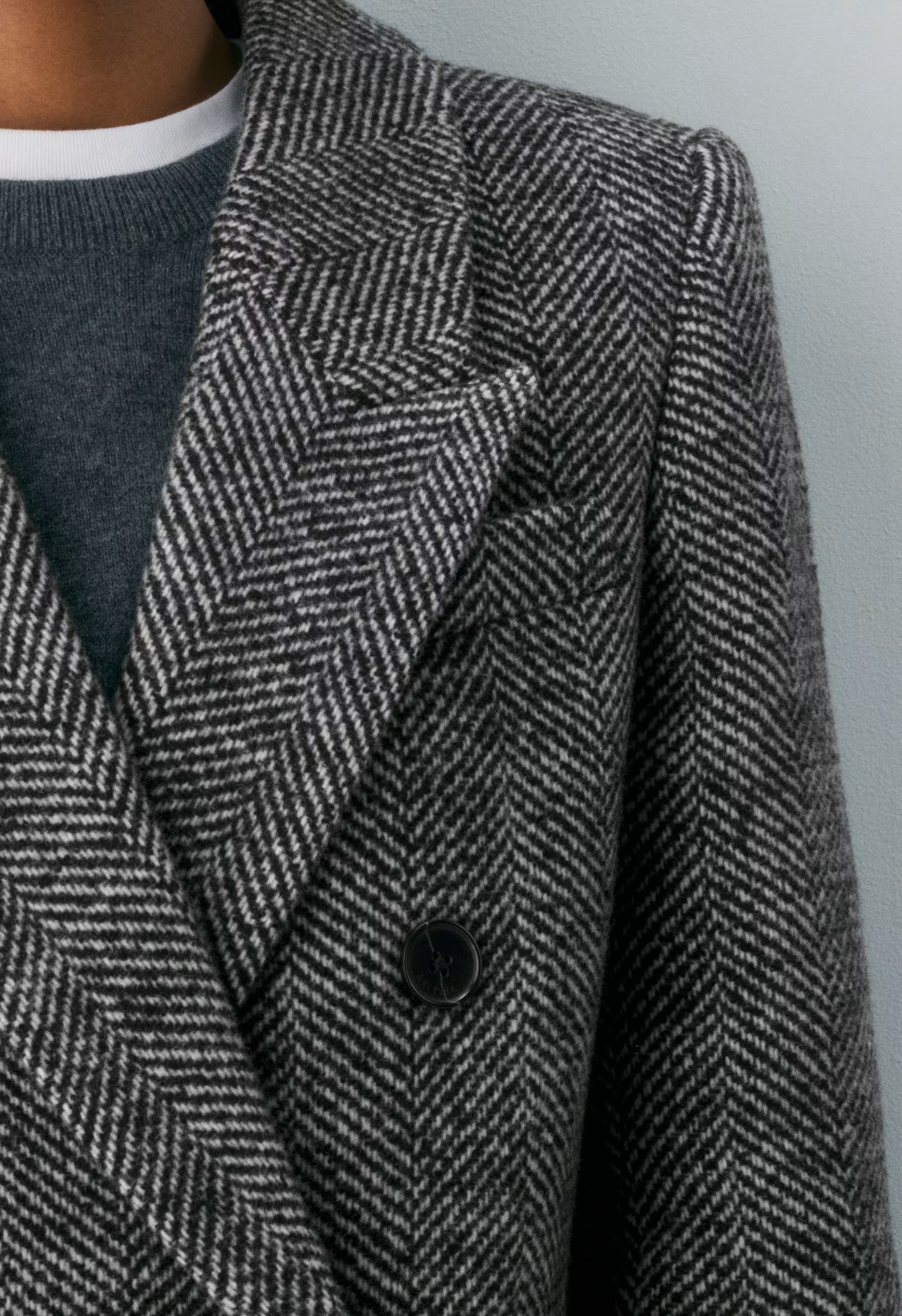 The Constant™ Coat - Soft Wool Cashmere - HERRINGBONE BLK/WHT