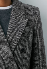 The Constant™ Coat - Soft Wool Cashmere - HERRINGBONE BLK/WHT