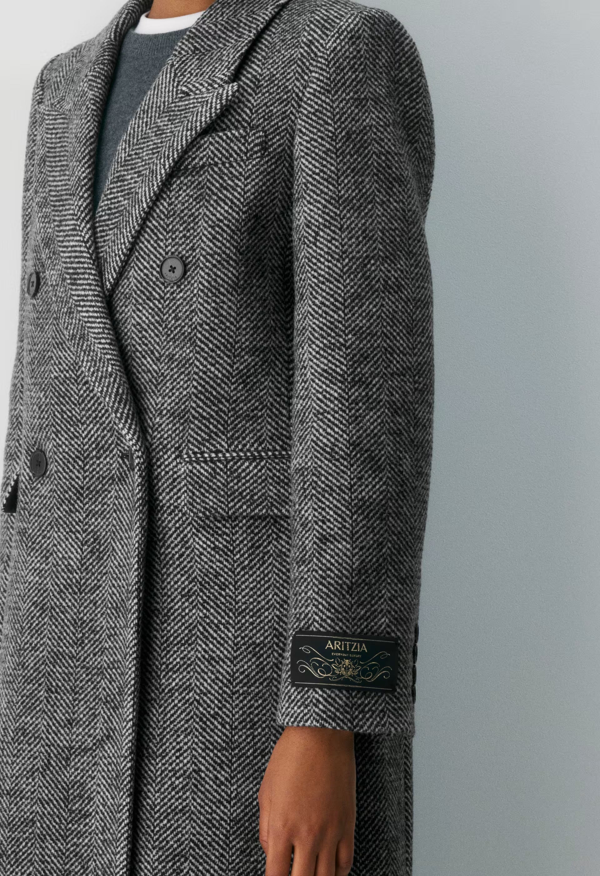 The Constant™ Coat - Soft Wool Cashmere - HERRINGBONE BLK/WHT