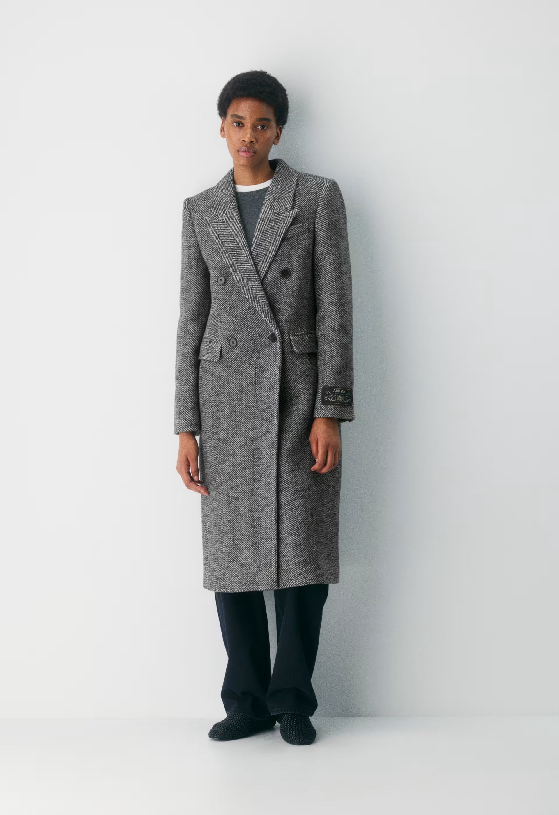 The Constant™ Coat - Soft Wool Cashmere - HERRINGBONE BLK/WHT