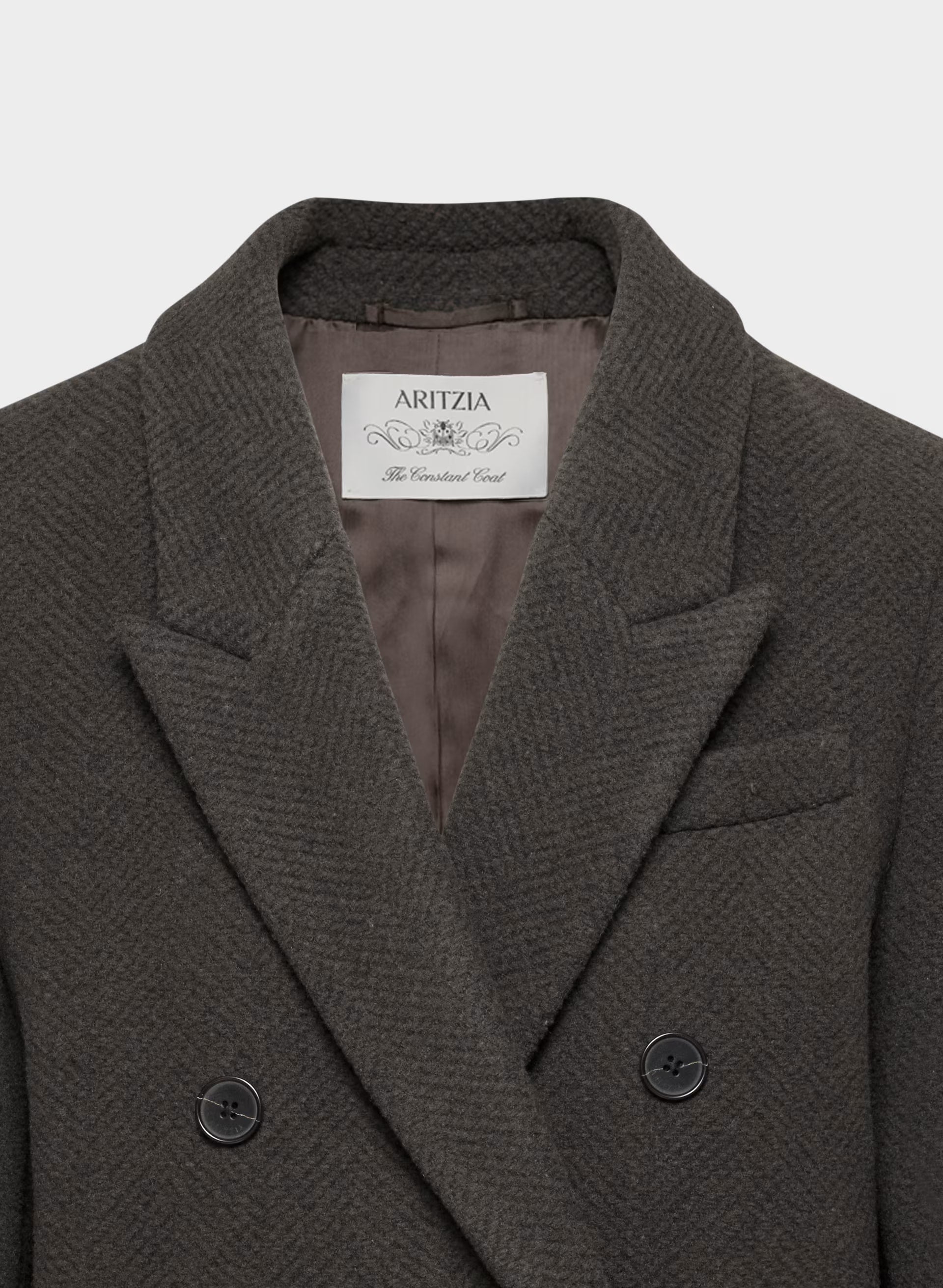 The Constant™ Coat - Soft Wool Cashmere - HERRINGBONE R M BR/BLK